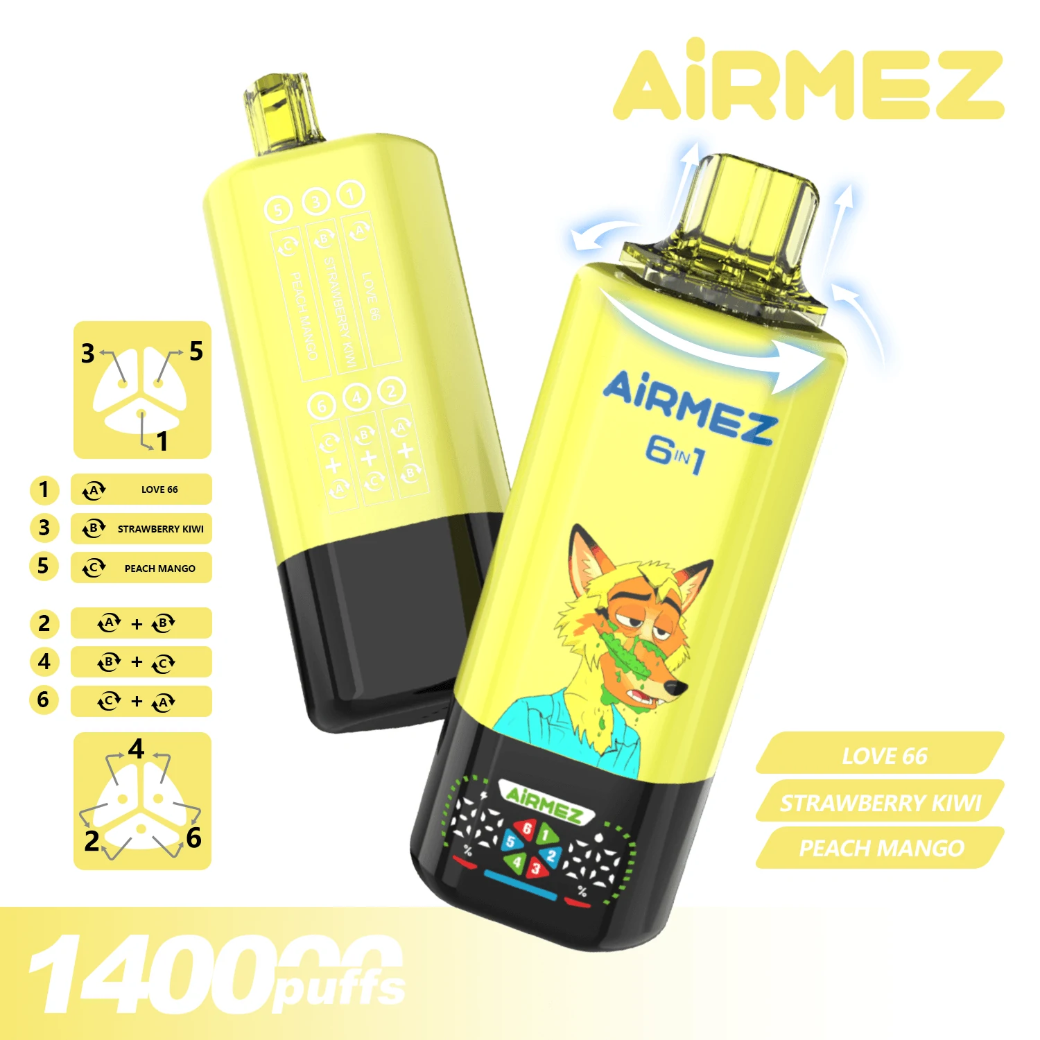 Airmez 6-in-1 140000 140K Bouffées Système Vape jetable - image 4