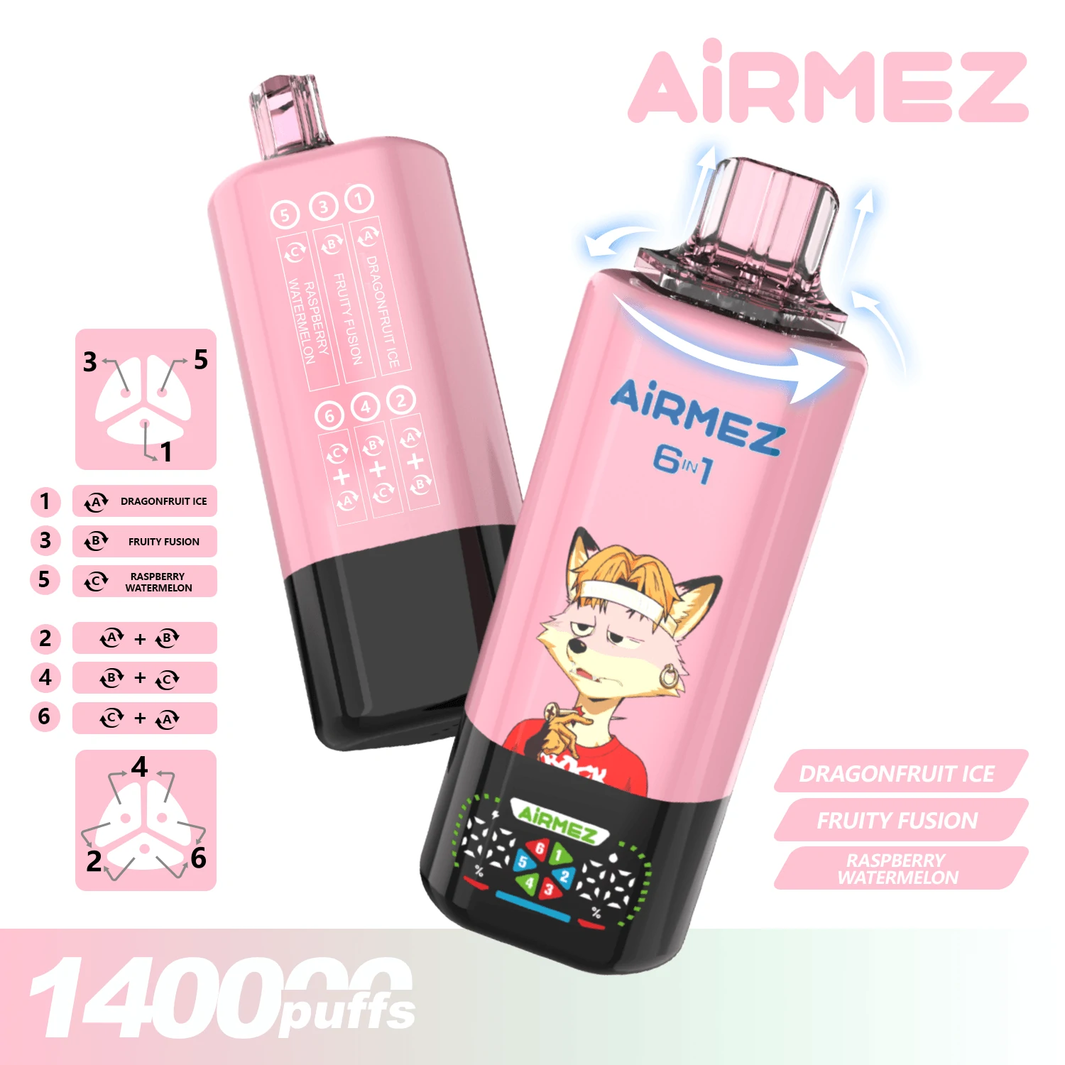 Airmez 6-in-1 140000 140K Bouffées Système Vape jetable - image 2