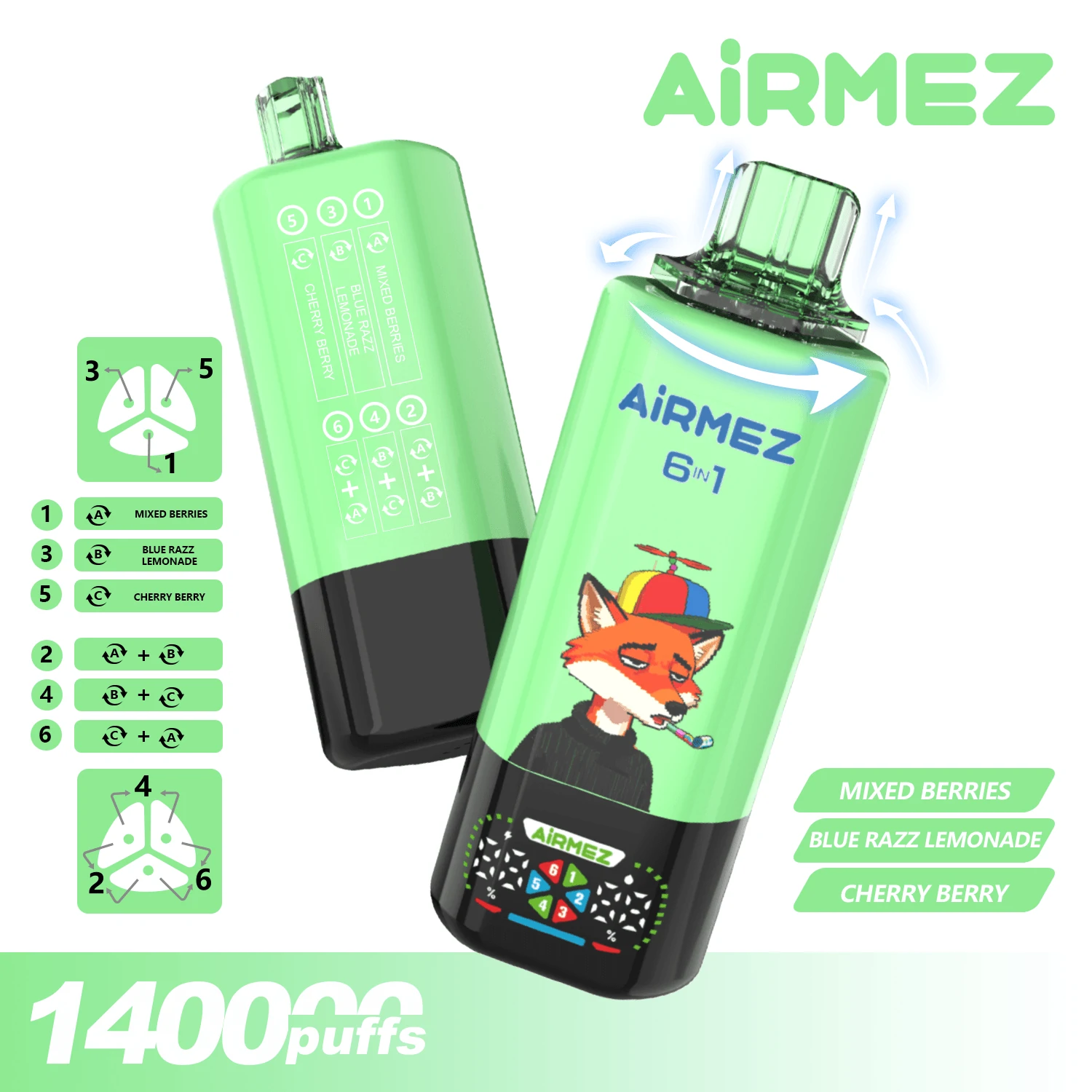 Airmez 6-in-1 140000 140K Bouffées Système Vape jetable - image 5