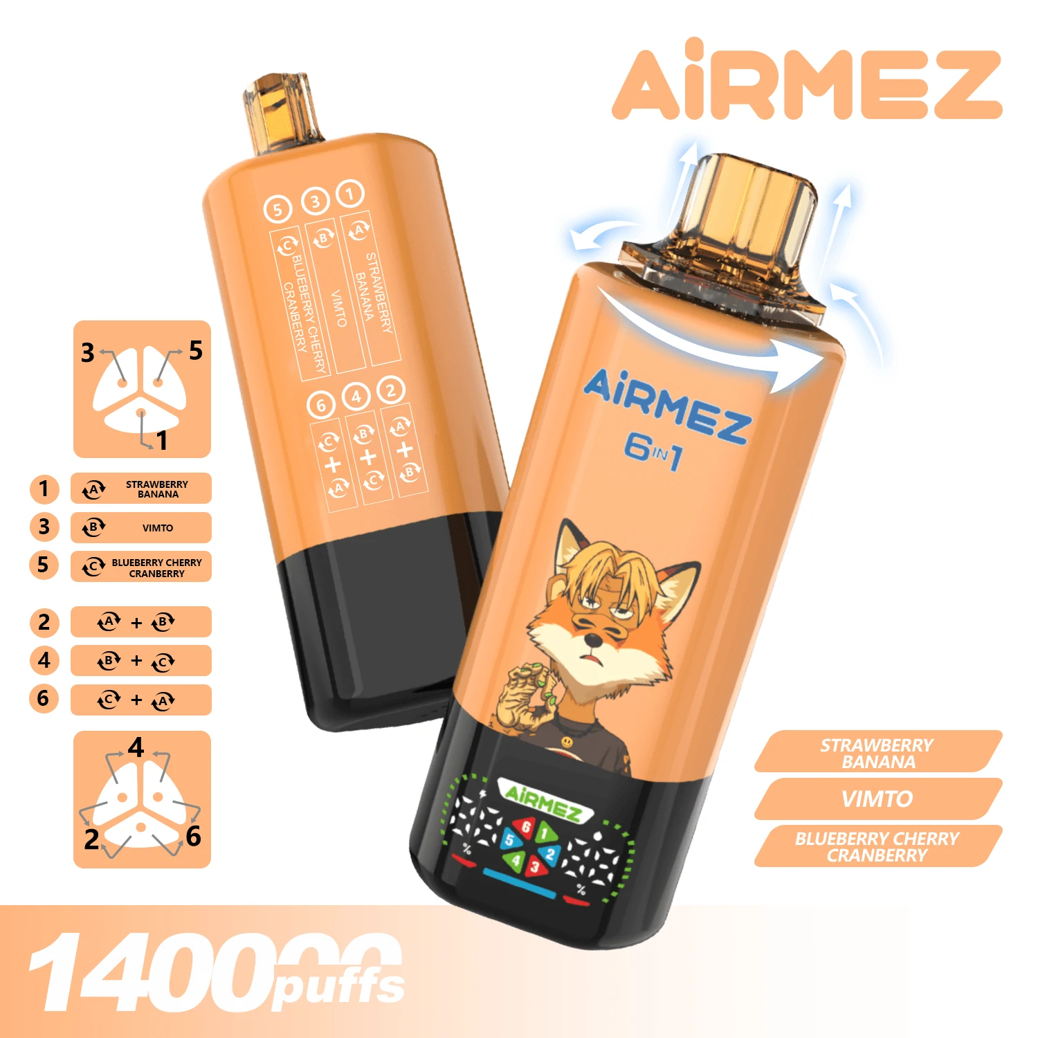 Airmez 6-in-1 140000 140K Bouffées Système Vape jetable - image 7