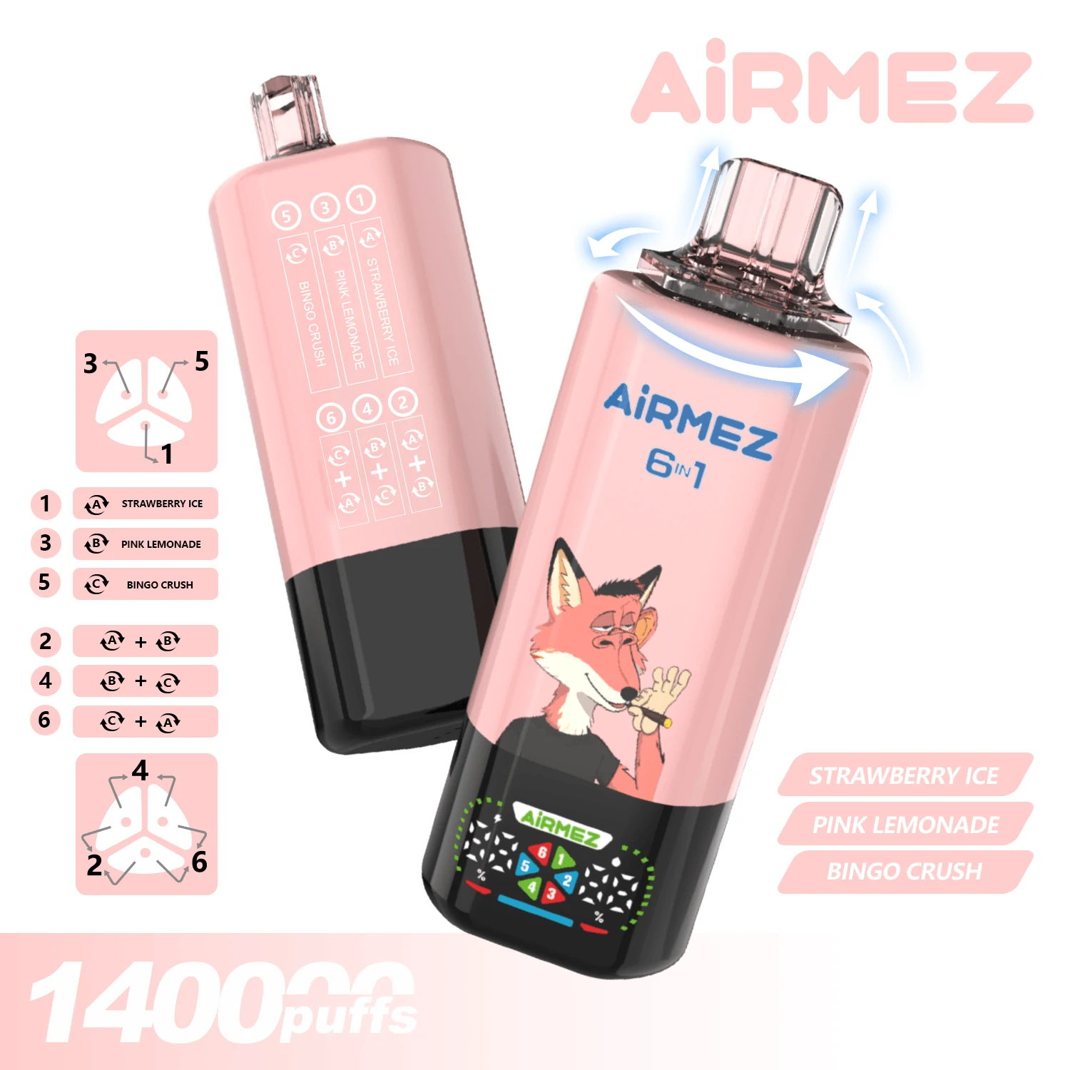 Airmez 6-in-1 140000 140K Bouffées Système Vape jetable - image 9
