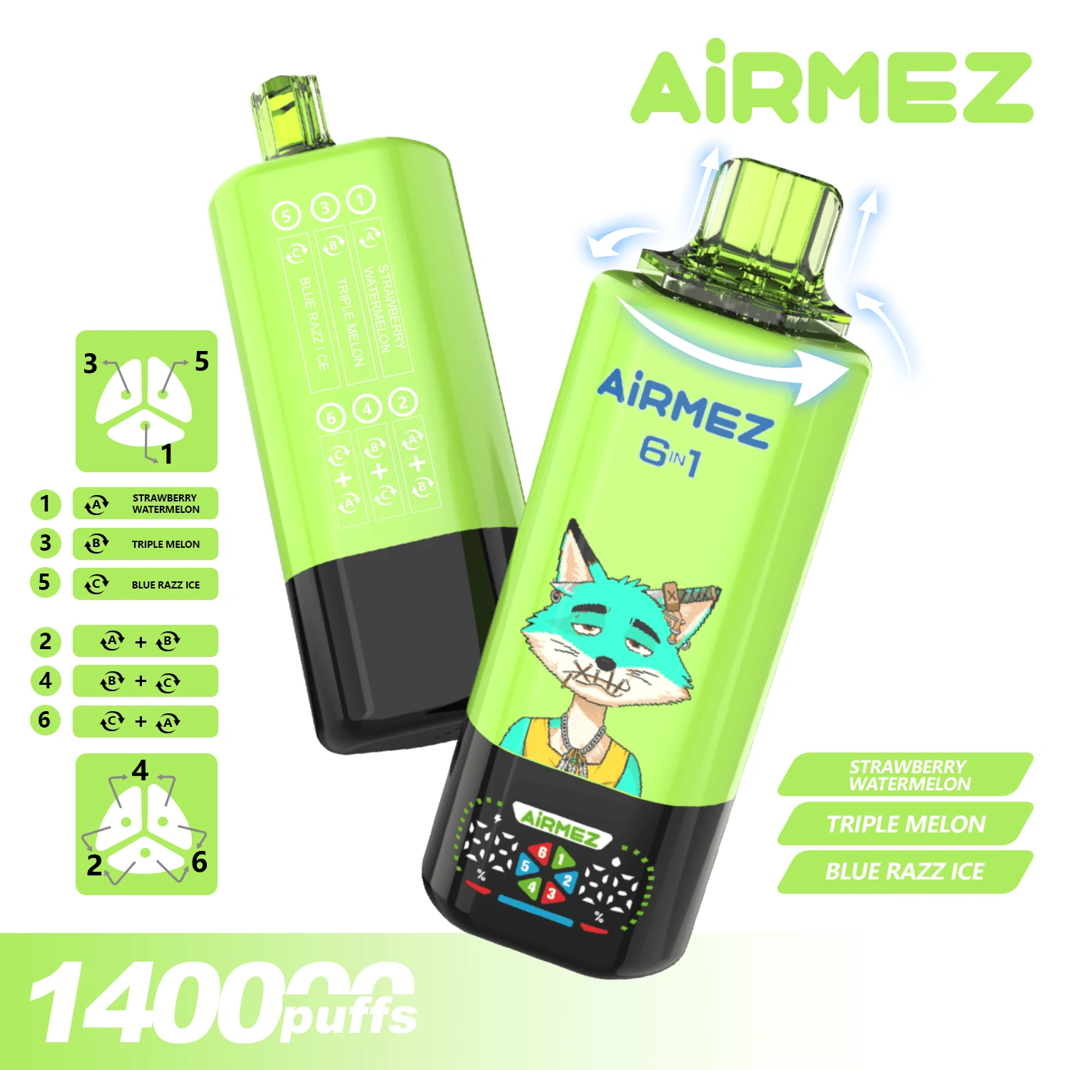 Airmez 6-in-1 140000 140K Bouffées Système Vape jetable - image 8