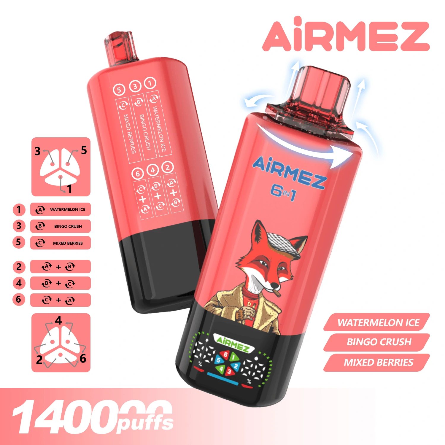 Airmez 6-in-1 140000 140K Bouffées Système Vape jetable - image 10