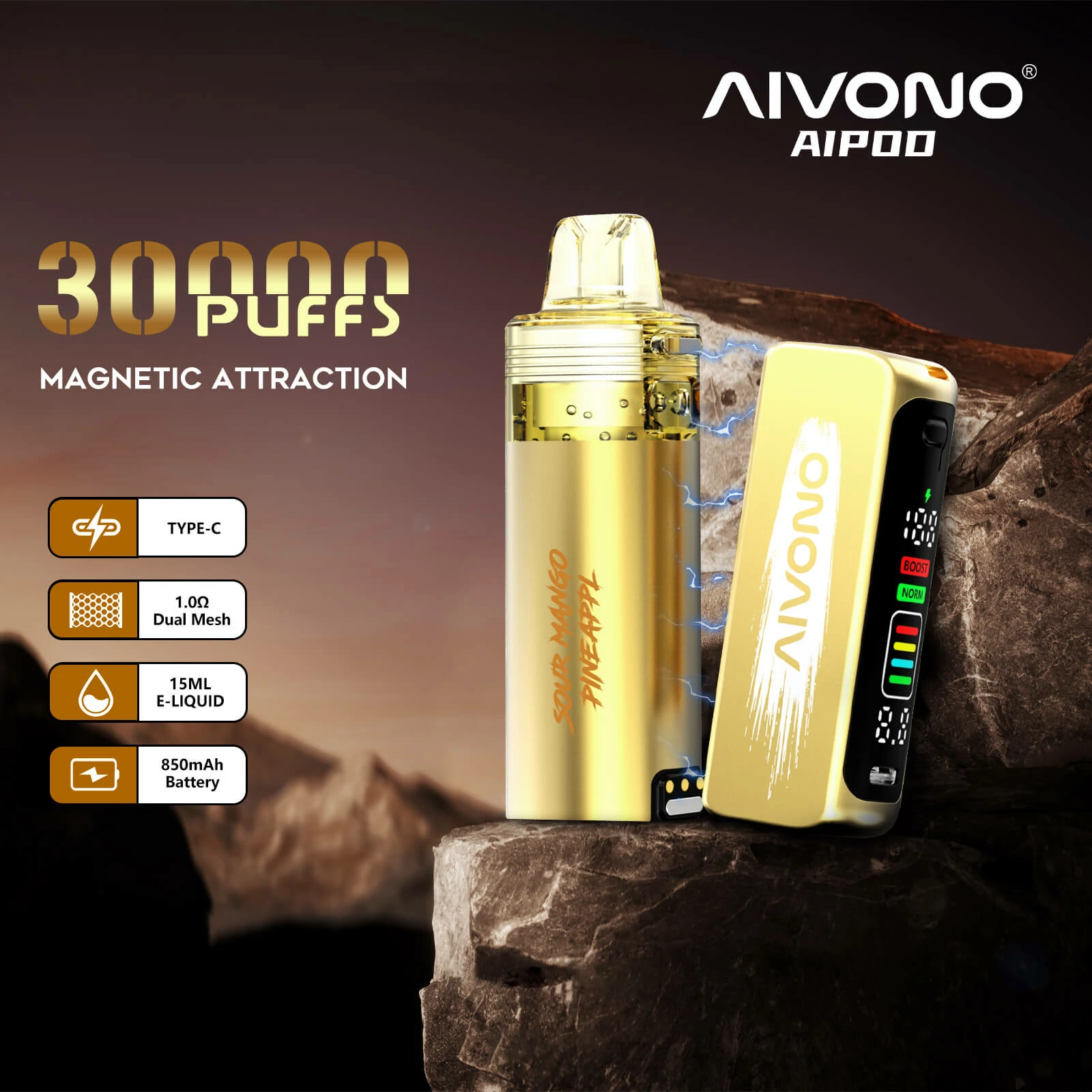 AIVONO AIM AIPOD KIT 30000 30K Bouffées Smart Screen Vape jetable - image 5