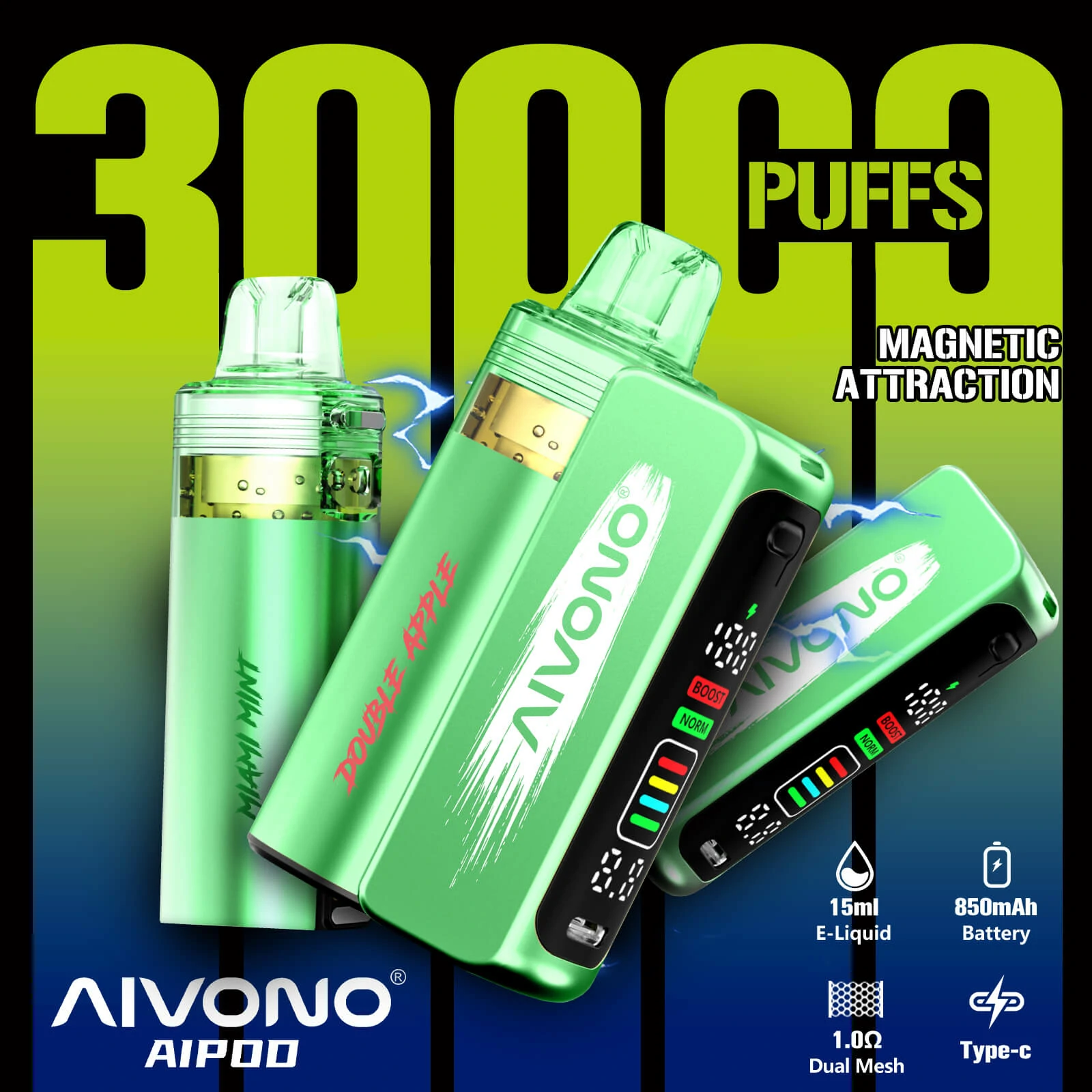 AIVONO AIM AIPOD KIT 30000 30K Bouffées Smart Screen Vape jetable - image 6