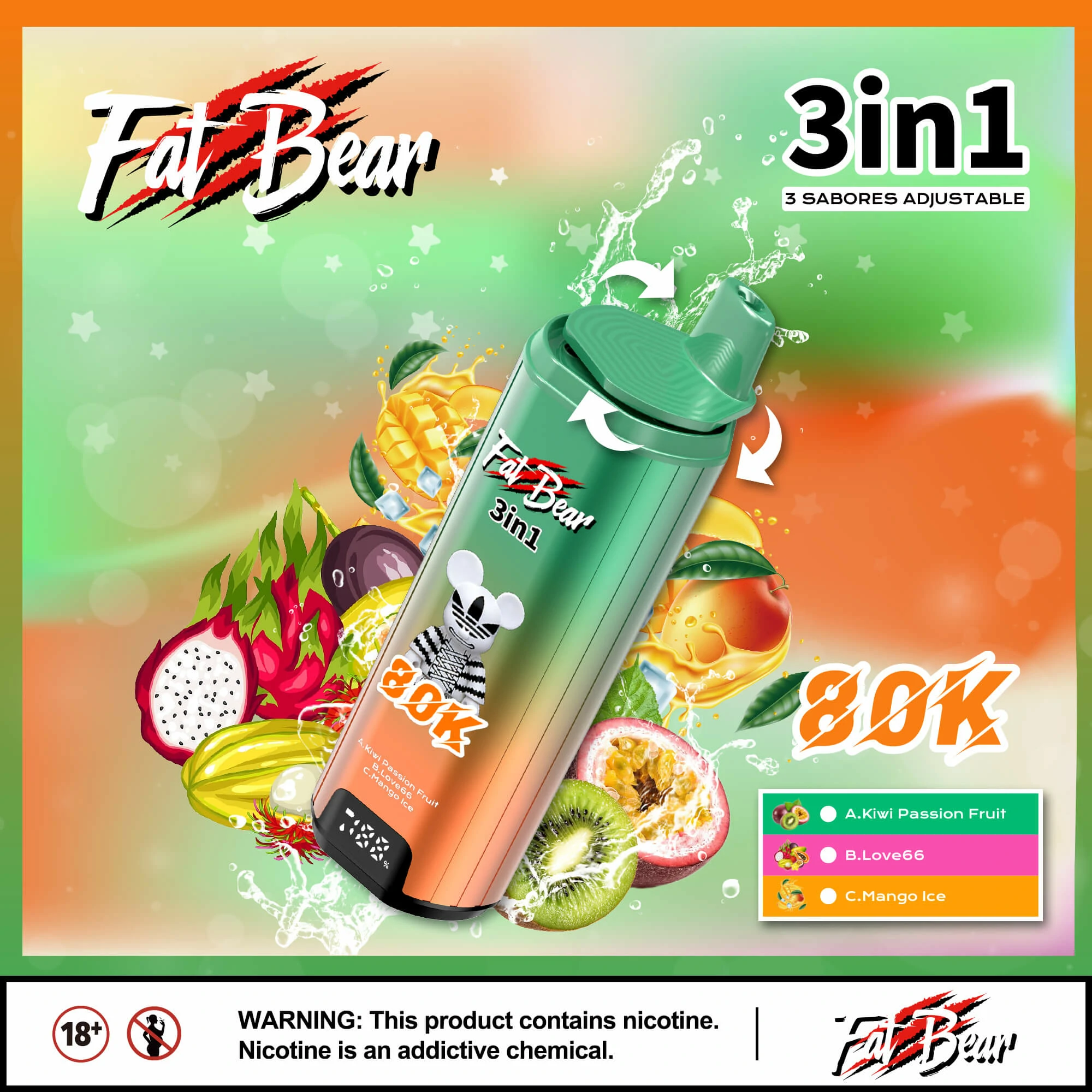 AIVONO AIM FAT BEAR 80000 80K Bouffées Vape jetable - image 6