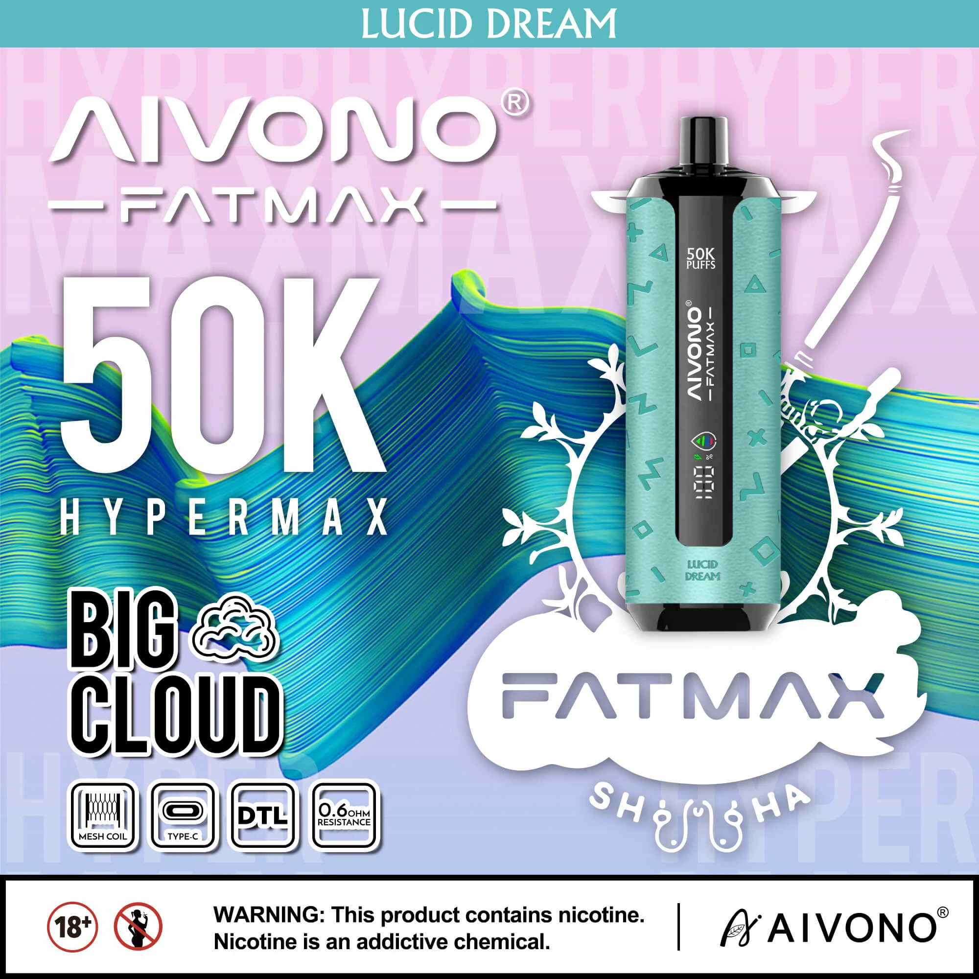 Aivono AIM FATMAX 50000 50K Bouffées LCD Display Vape jetable - image 5
