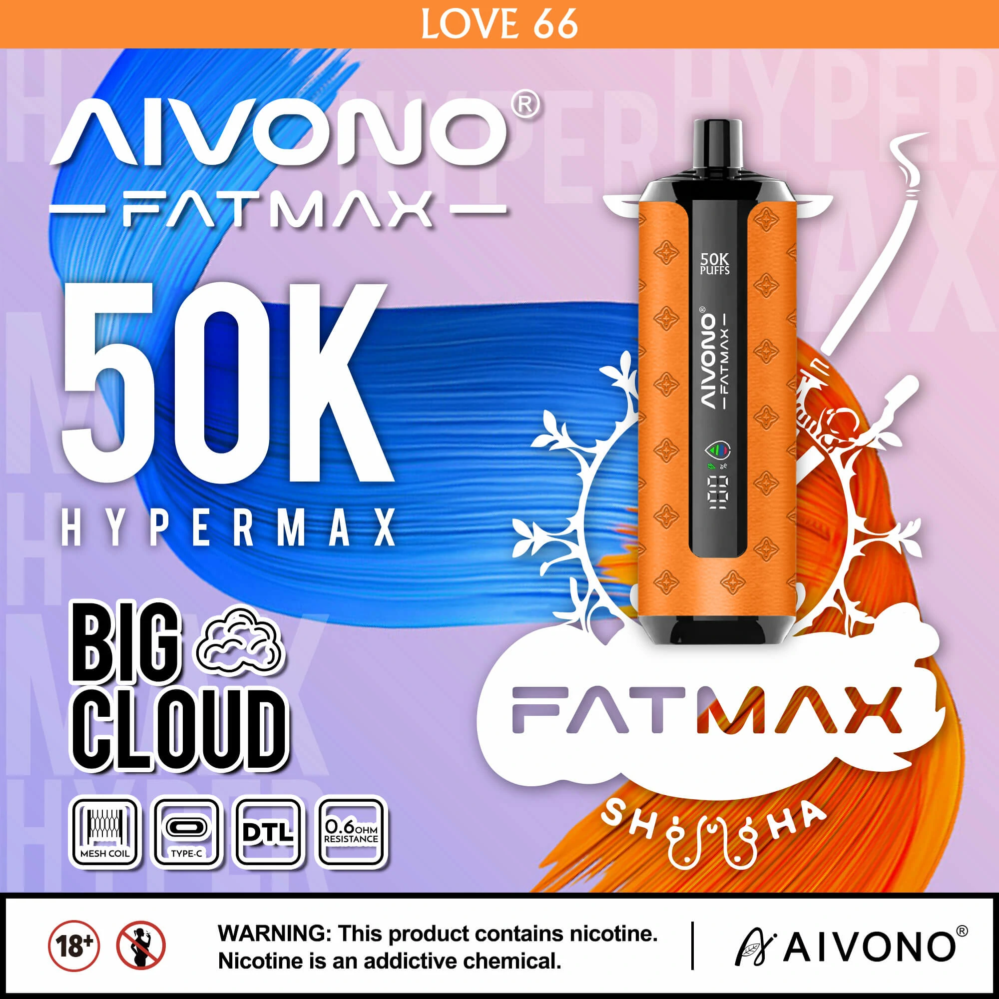 Aivono AIM FATMAX 50000 50K Bouffées LCD Display Vape jetable - image 4