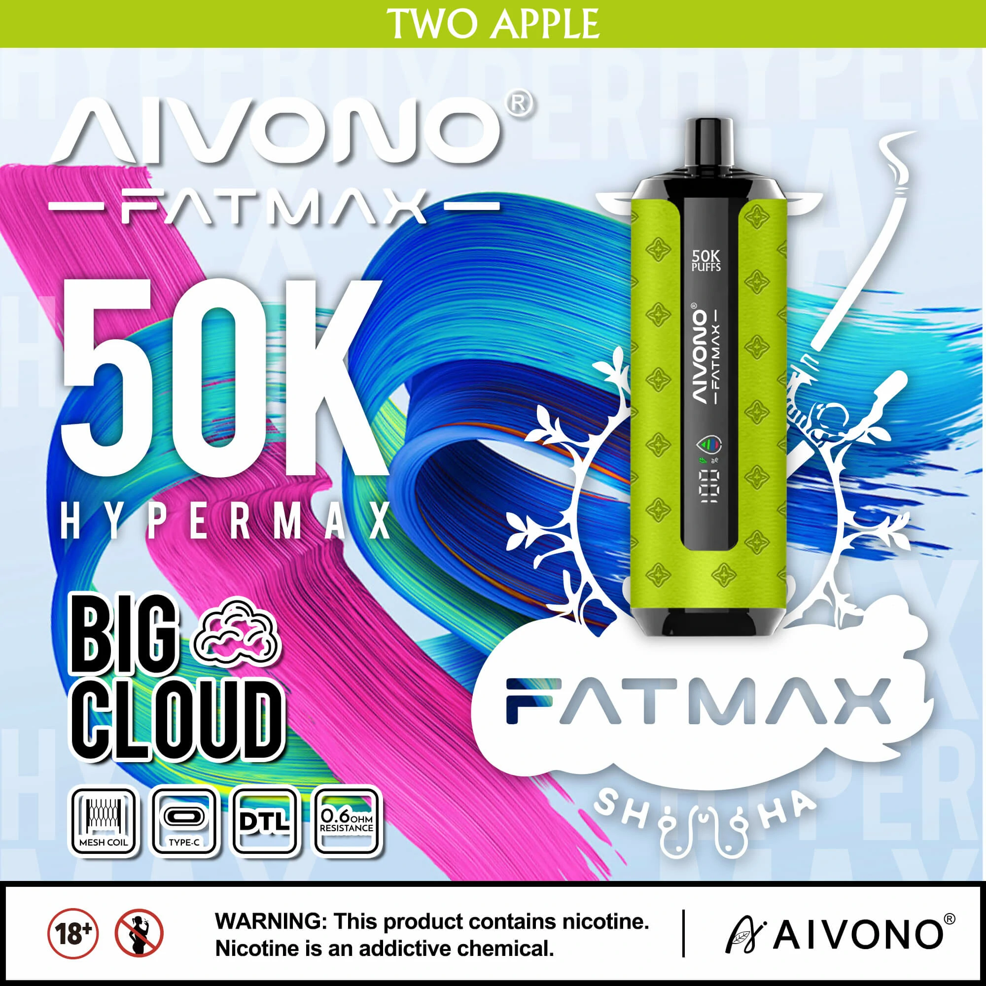 Aivono AIM FATMAX 50000 50K Bouffées LCD Display Vape jetable - image 3