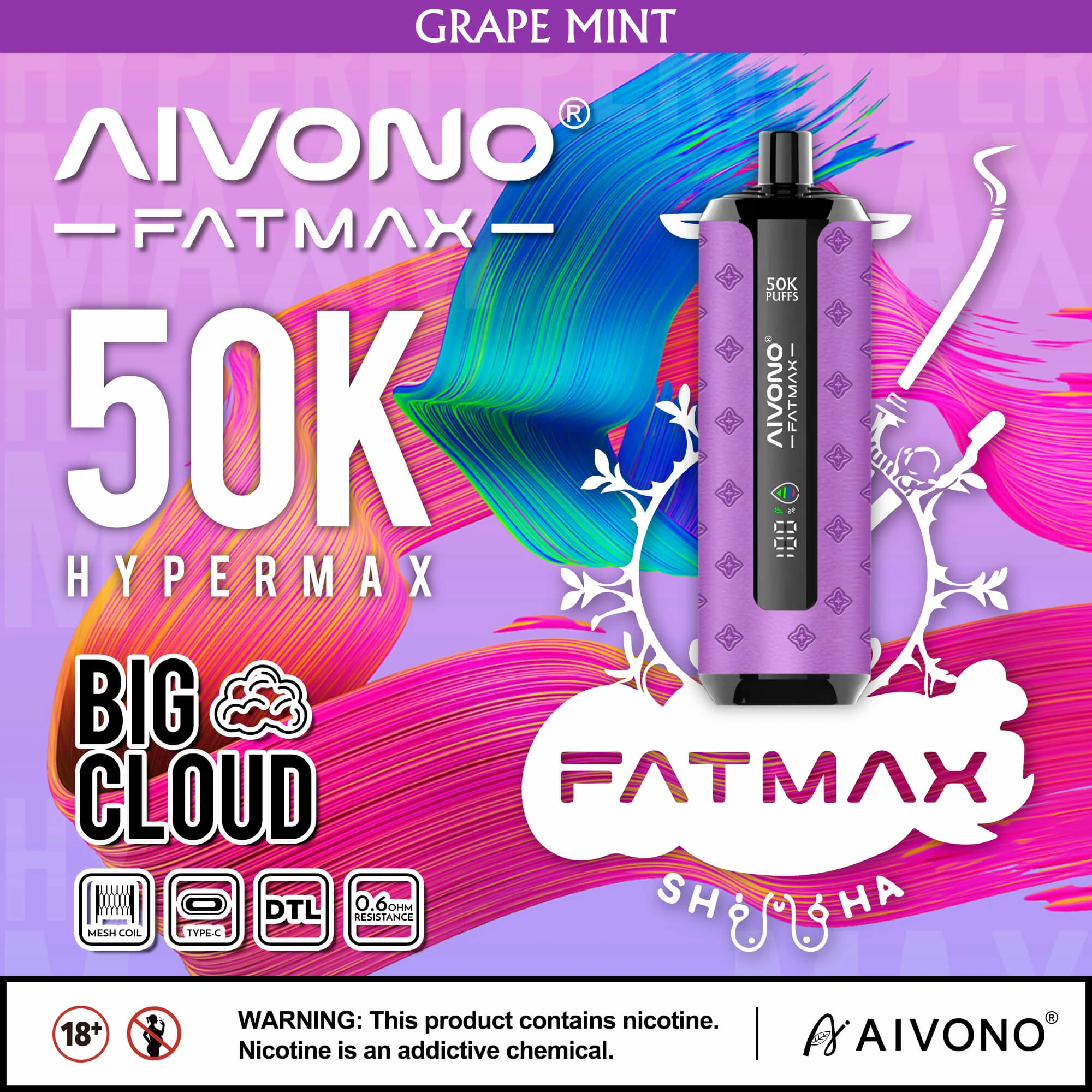 Aivono AIM FATMAX 50000 50K Bouffées LCD Display Vape jetable - image 10