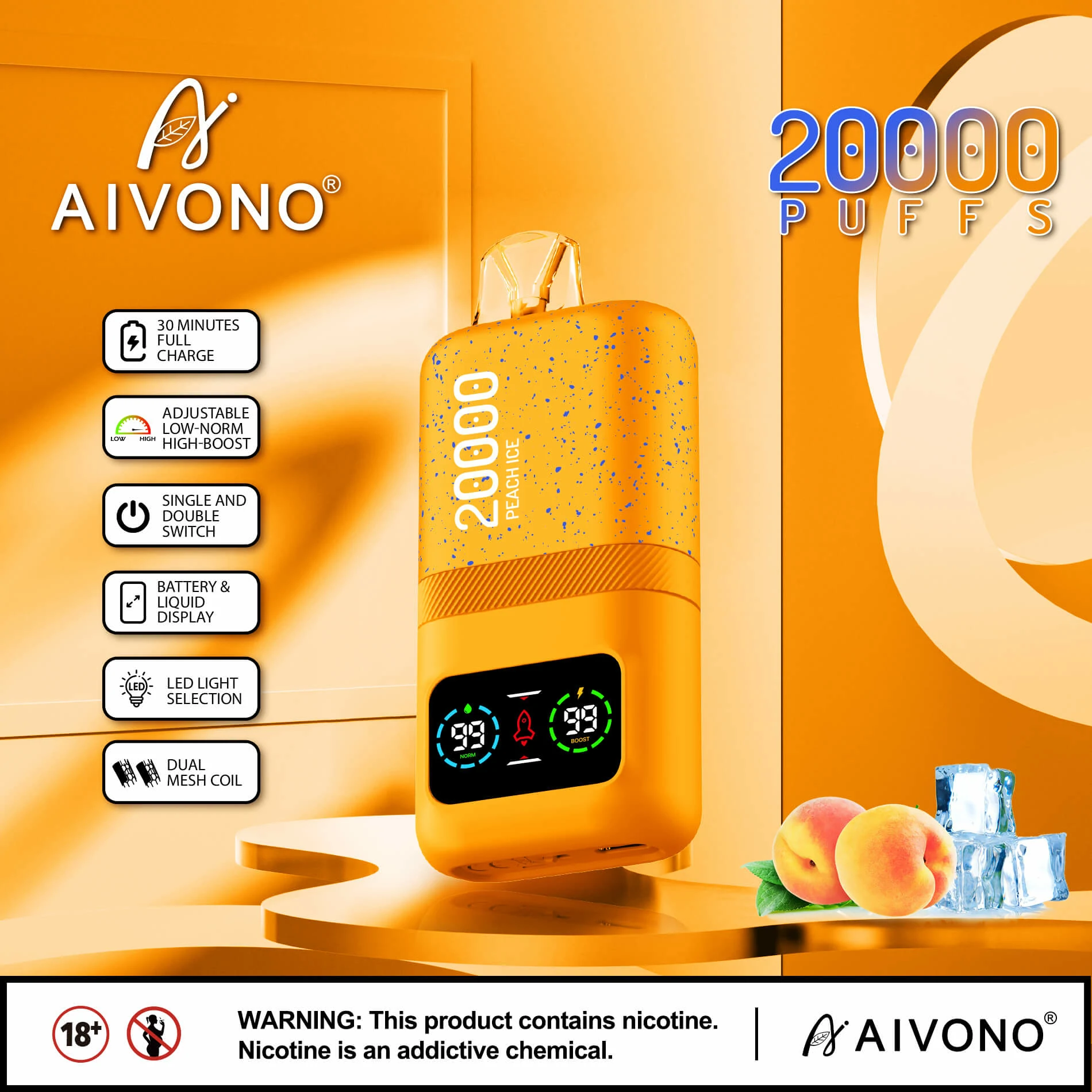 AIVONO AIM MAGIC 20000 20K Bouffées Écran Numérique Vape jetable - image 3