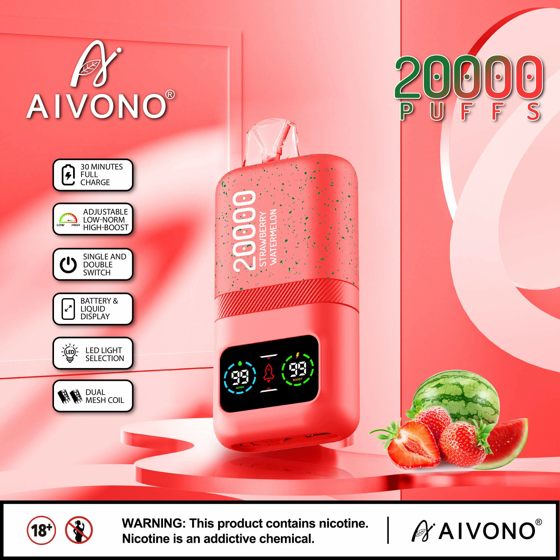 AIVONO AIM MAGIC 20000 20K Bouffées Écran Numérique Vape jetable - image 4
