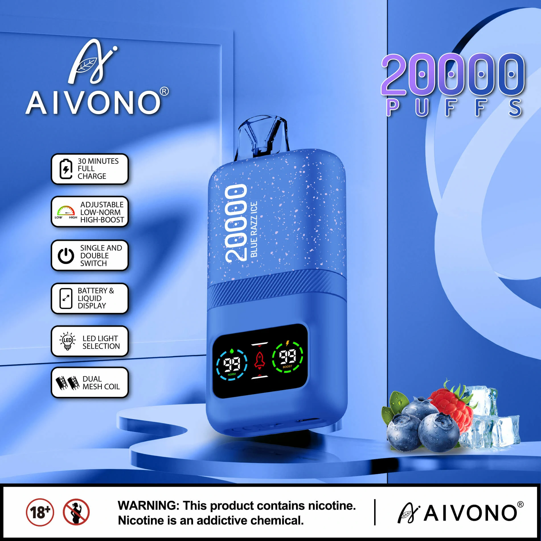 AIVONO AIM MAGIC 20000 20K Bouffées Écran Numérique Vape jetable - image 9