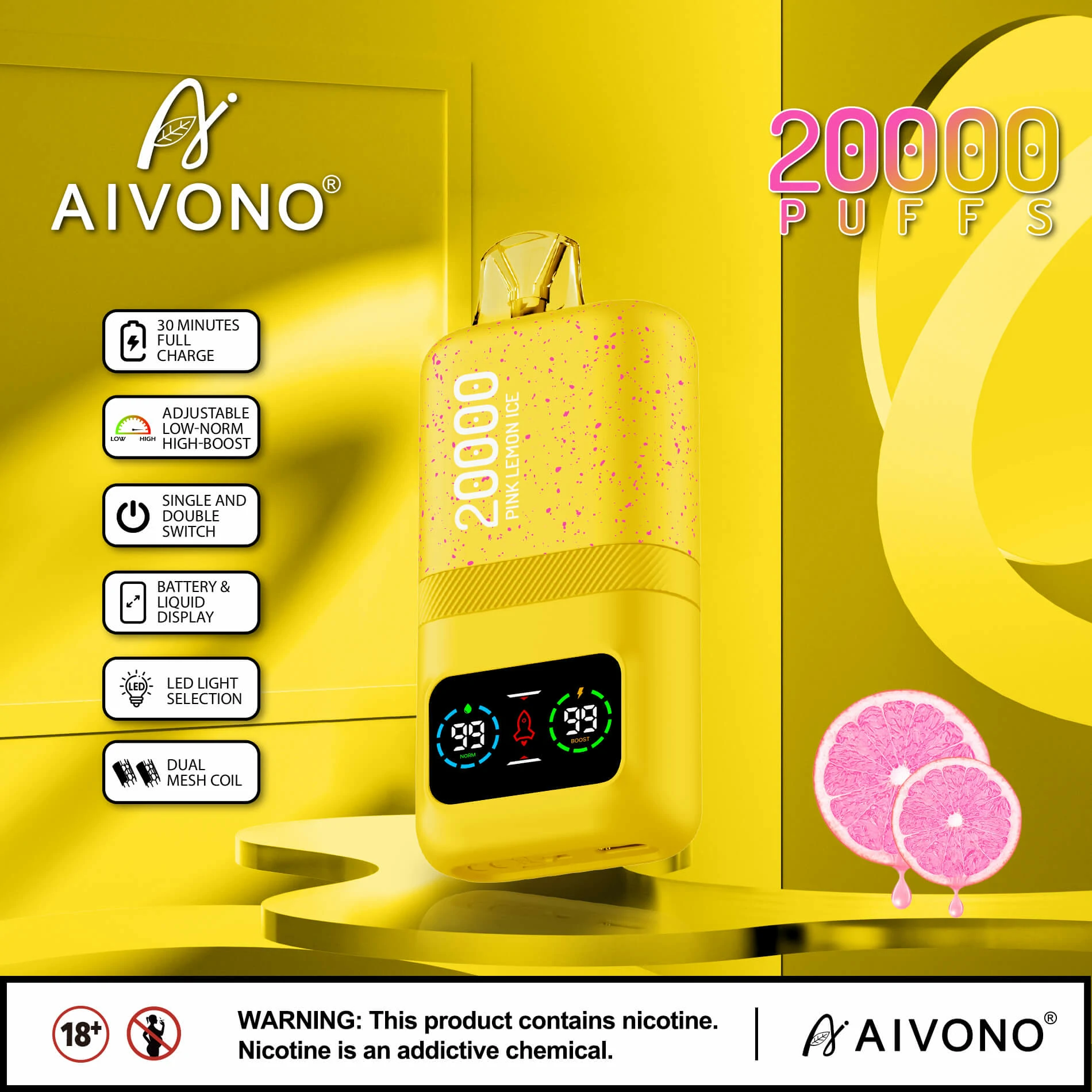AIVONO AIM MAGIC 20000 20K Bouffées Écran Numérique Vape jetable - image 2
