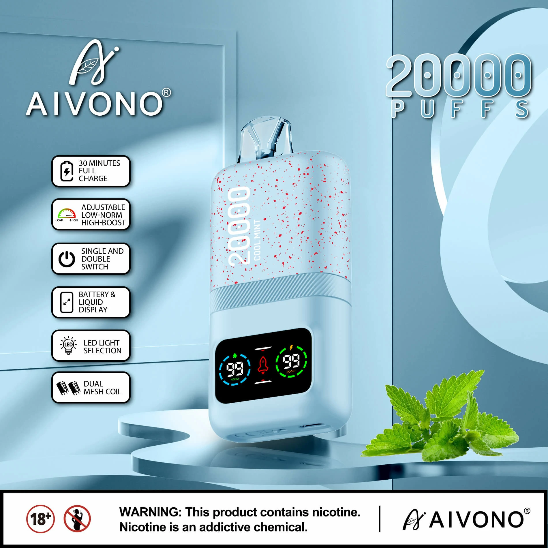 AIVONO AIM MAGIC 20000 20K Bouffées Écran Numérique Vape jetable - image 6