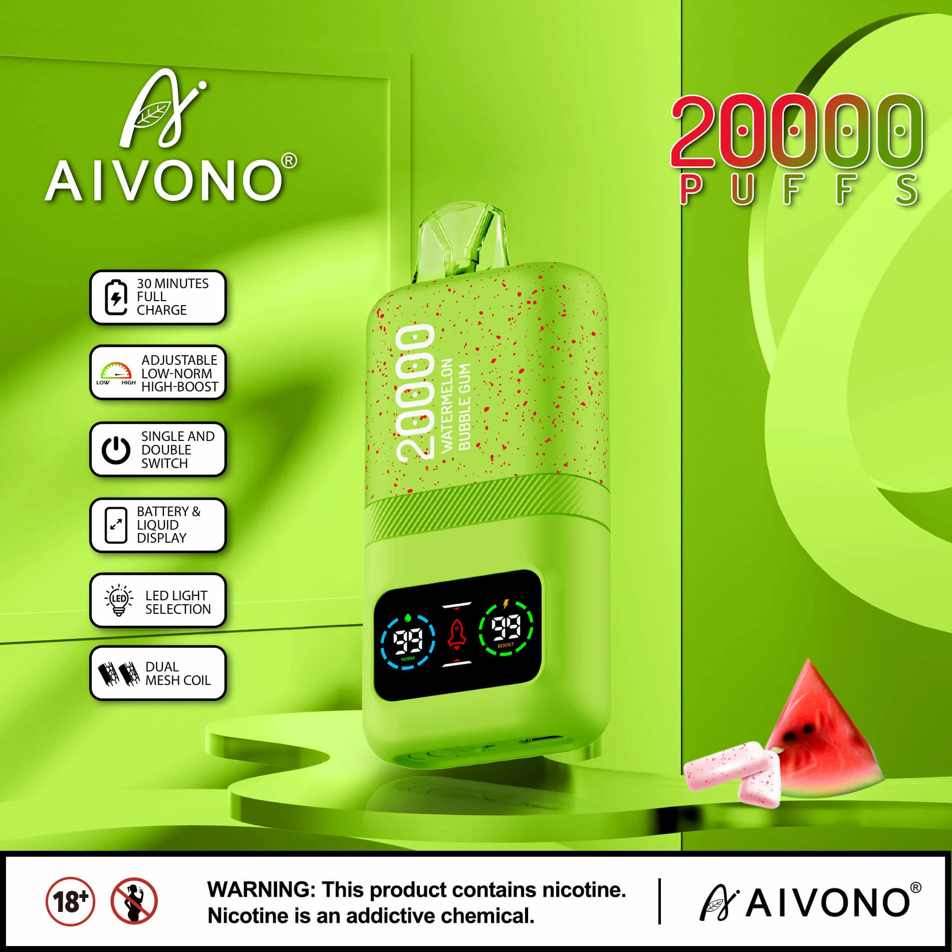 AIVONO AIM MAGIC 20000 20K Bouffées Écran Numérique Vape jetable - image 7