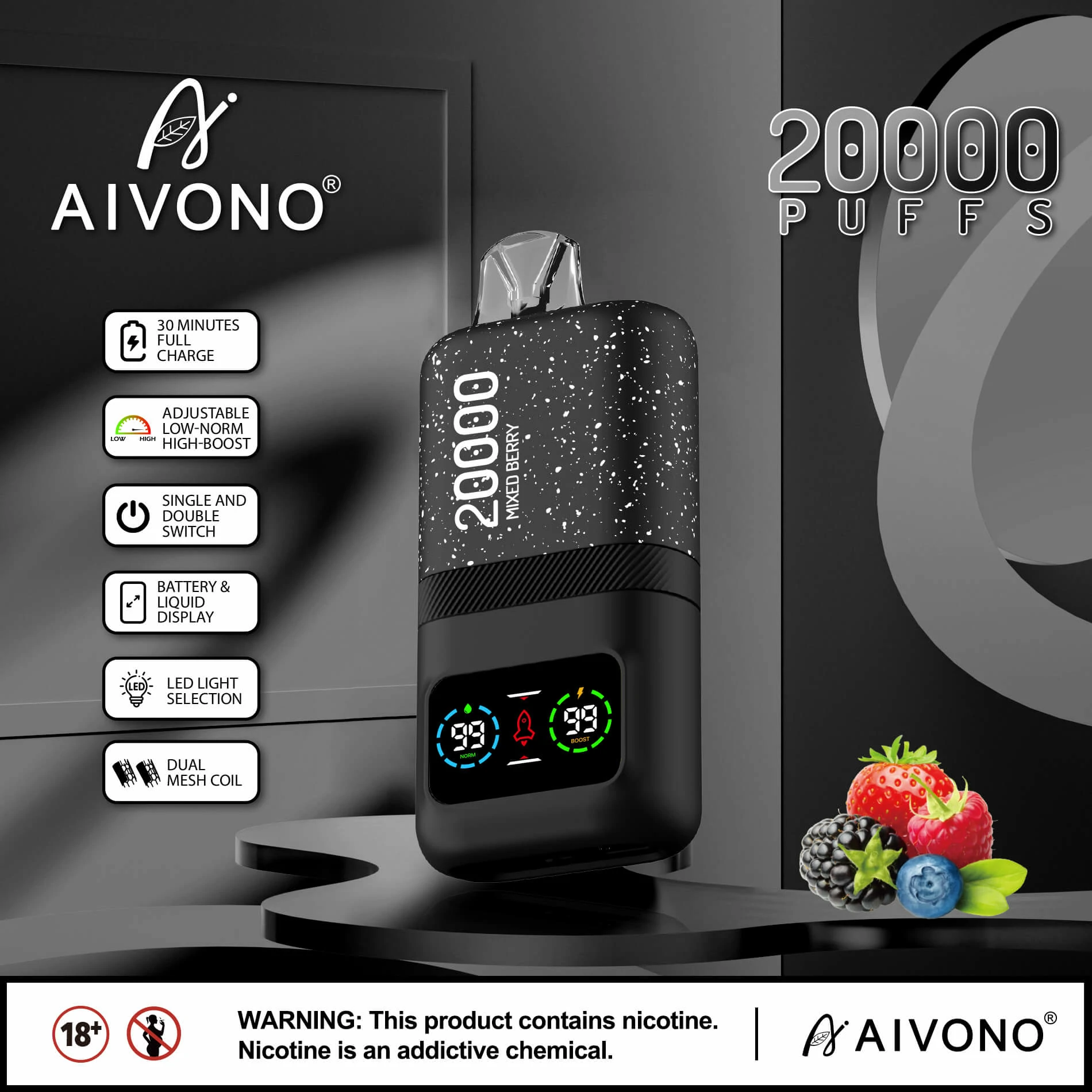 AIVONO AIM MAGIC 20000 20K Bouffées Écran Numérique Vape jetable - image 8