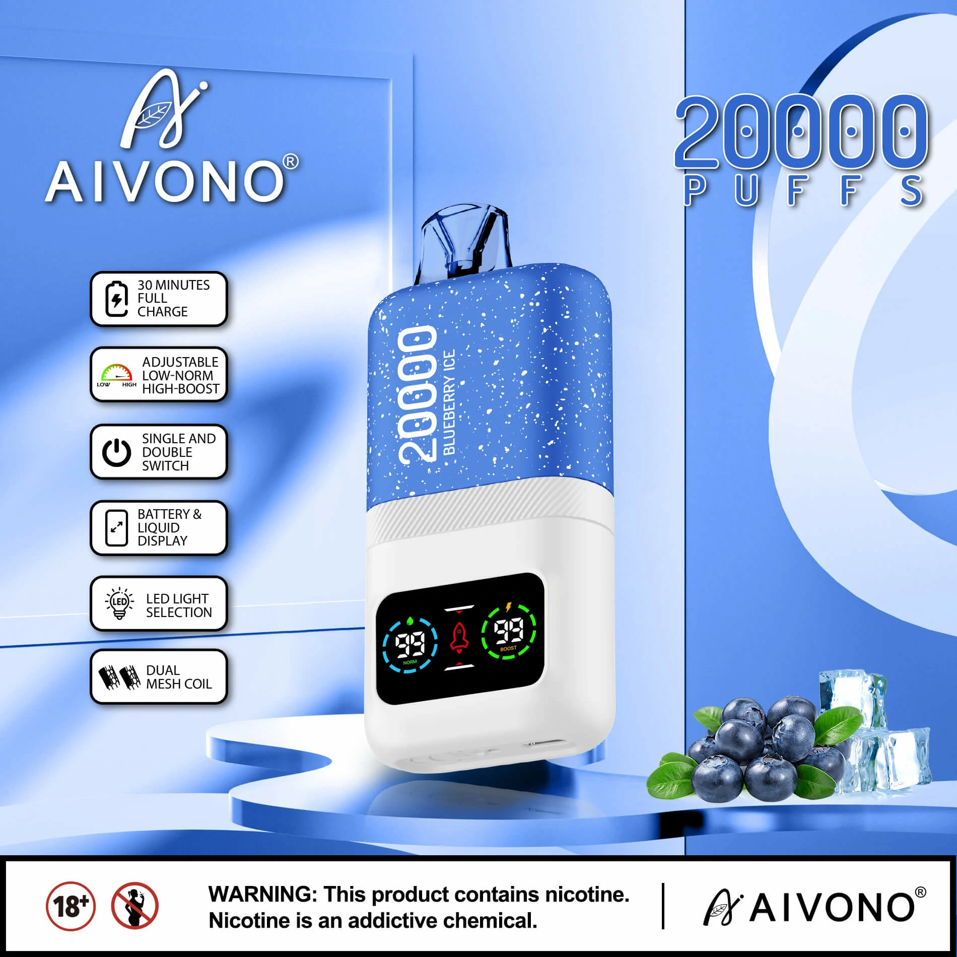 AIVONO AIM MAGIC 20000 20K Bouffées Écran Numérique Vape jetable - image 14