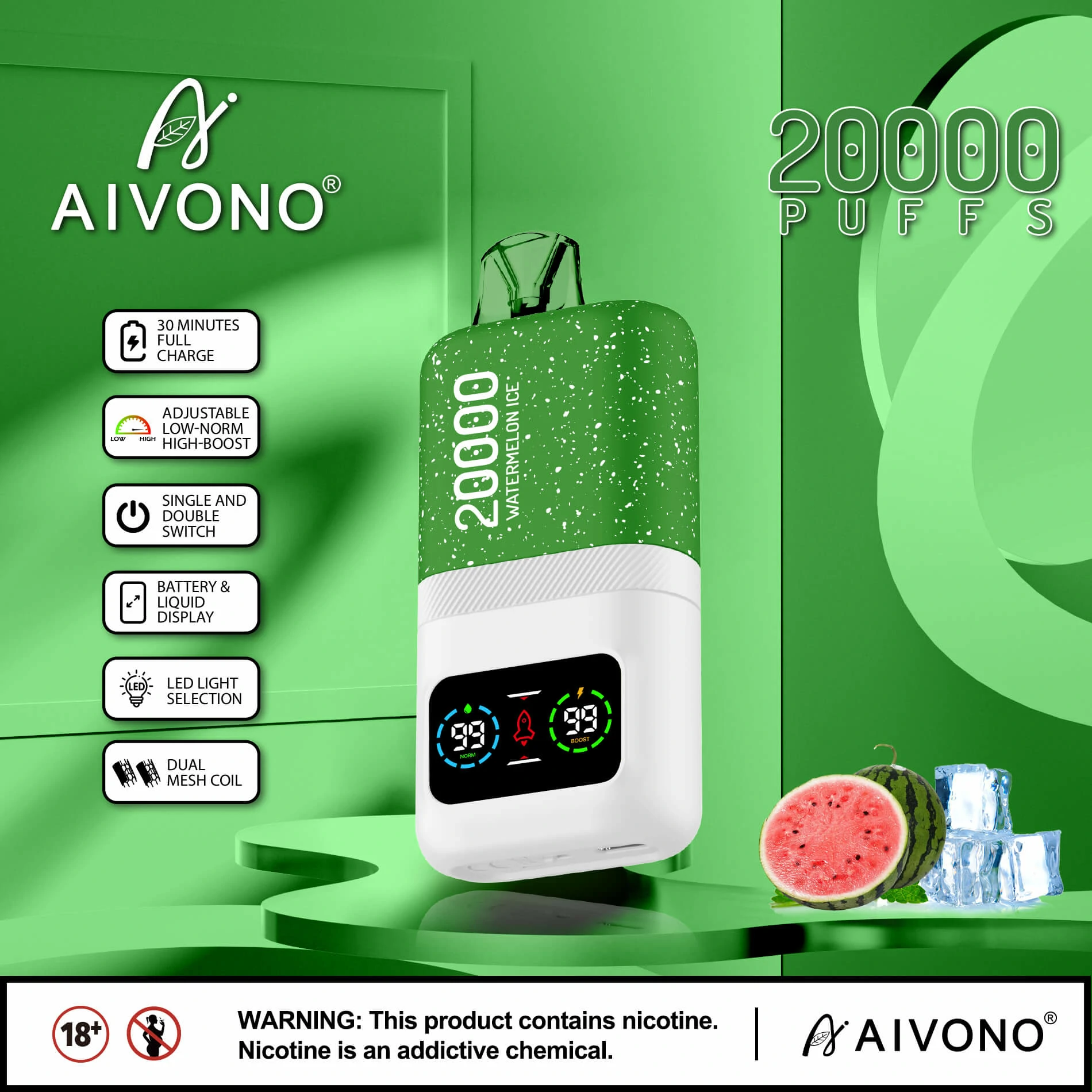 AIVONO AIM MAGIC 20000 20K Bouffées Écran Numérique Vape jetable - image 13
