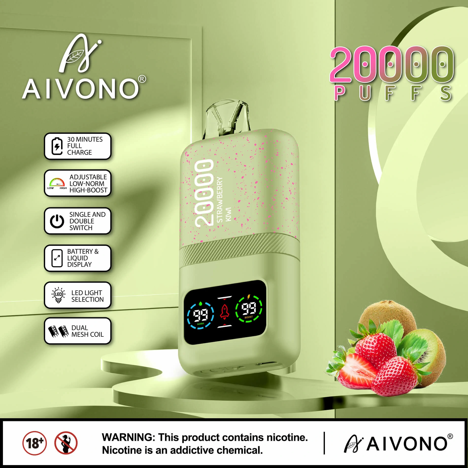 AIVONO AIM MAGIC 20000 20K Bouffées Écran Numérique Vape jetable - image 12