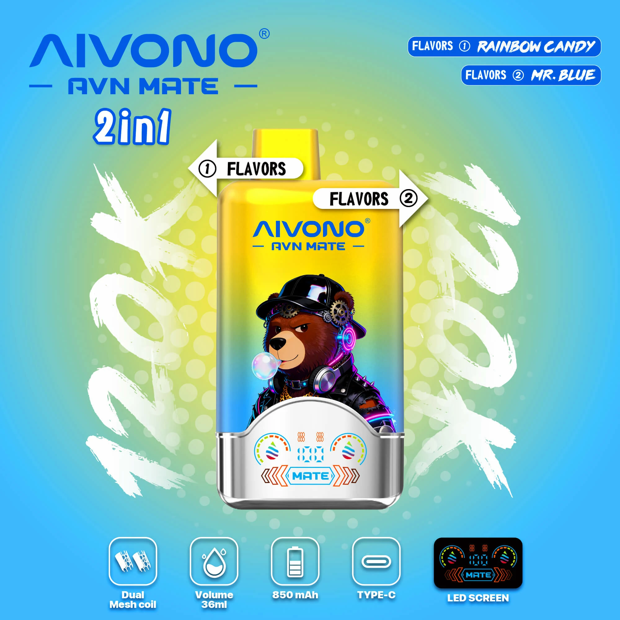 AIVONO AVN MATE 120000 120K Bouffées Smart Screen Vape Jetable - image 4