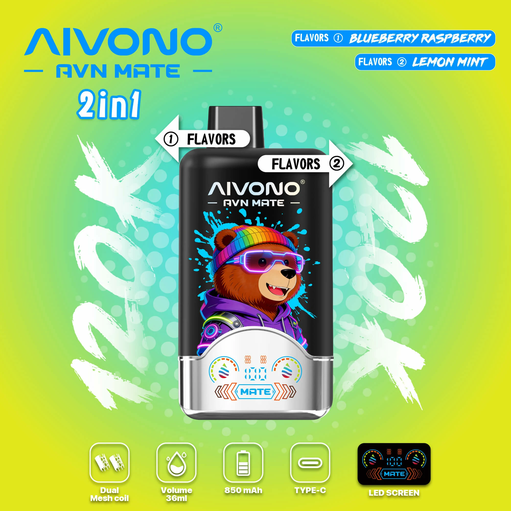 AIVONO AVN MATE 120000 120K Bouffées Smart Screen Vape Jetable - image 6