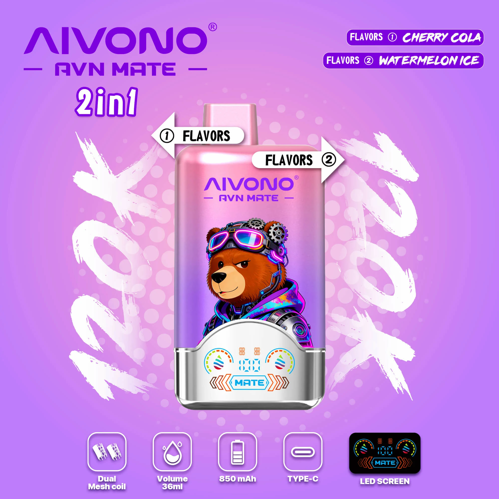 AIVONO AVN MATE 120000 120K Bouffées Smart Screen Vape Jetable
