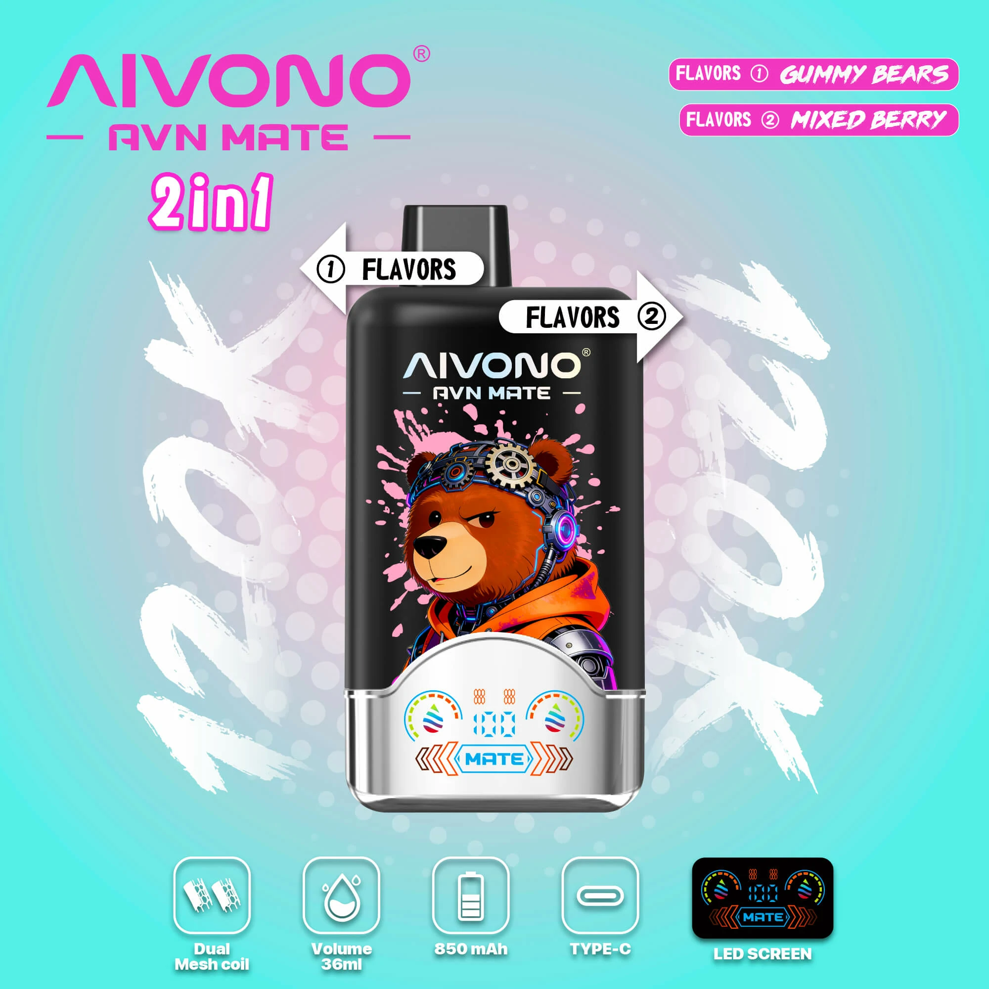 AIVONO AVN MATE 120000 120K Bouffées Smart Screen Vape Jetable - image 10
