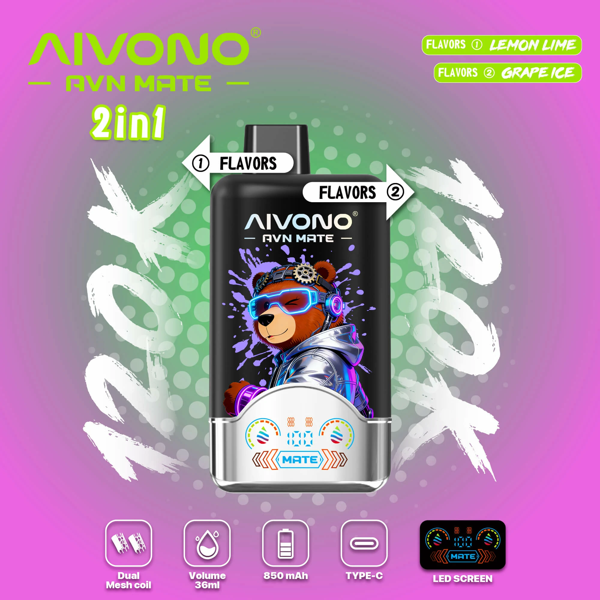 AIVONO AVN MATE 120000 120K Bouffées Smart Screen Vape Jetable - image 9