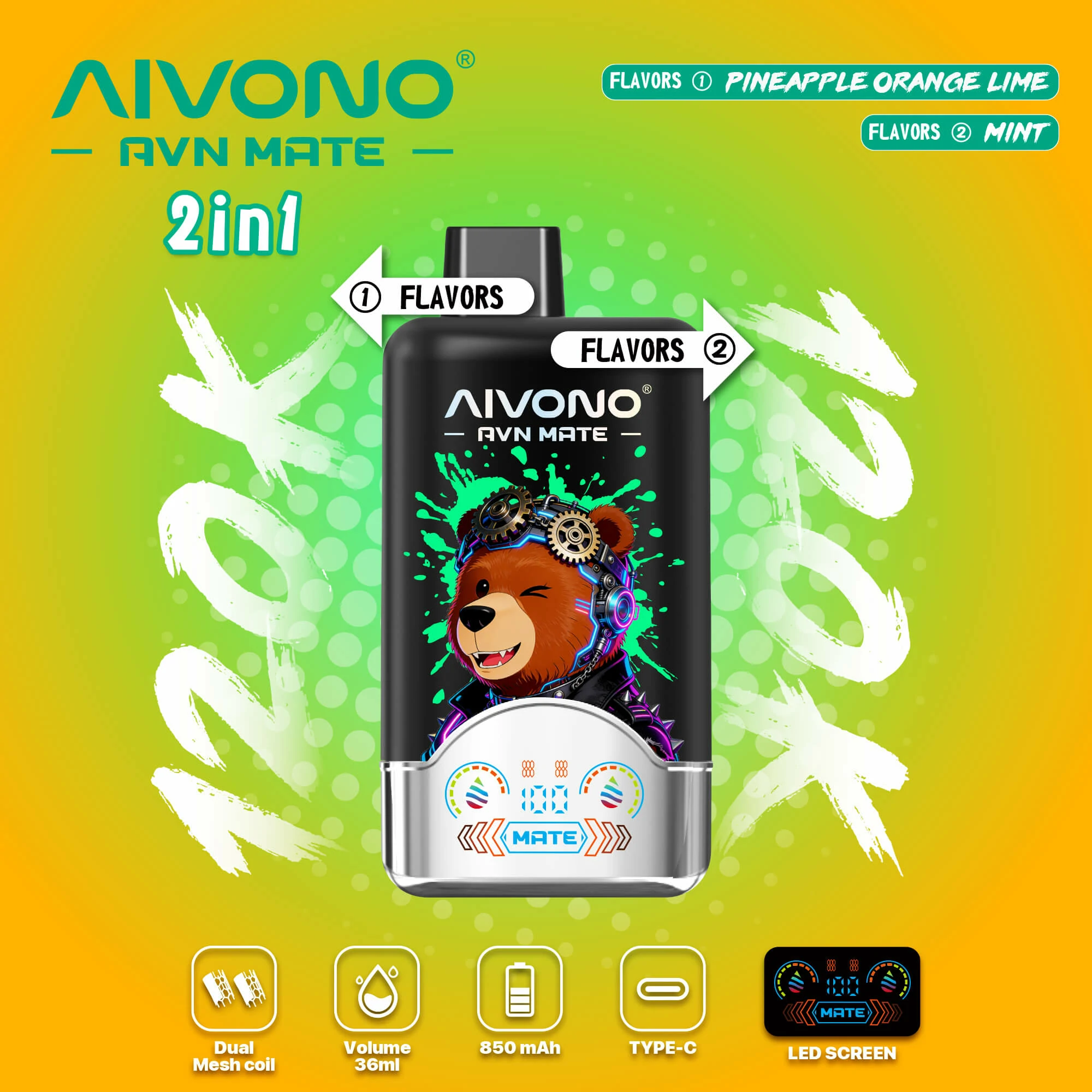 AIVONO AVN MATE 120000 120K Bouffées Smart Screen Vape Jetable - image 8