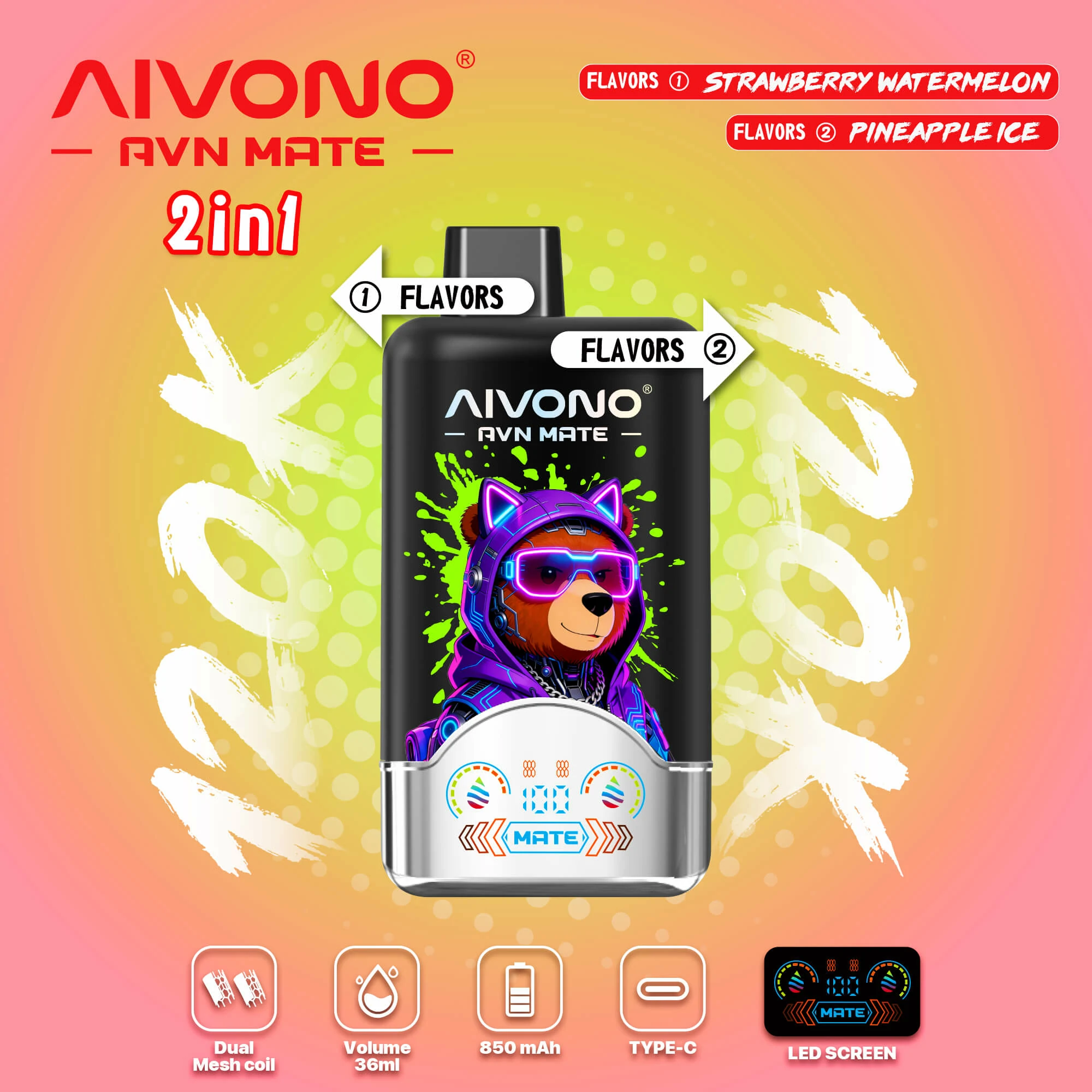 AIVONO AVN MATE 120000 120K Bouffées Smart Screen Vape Jetable - image 7