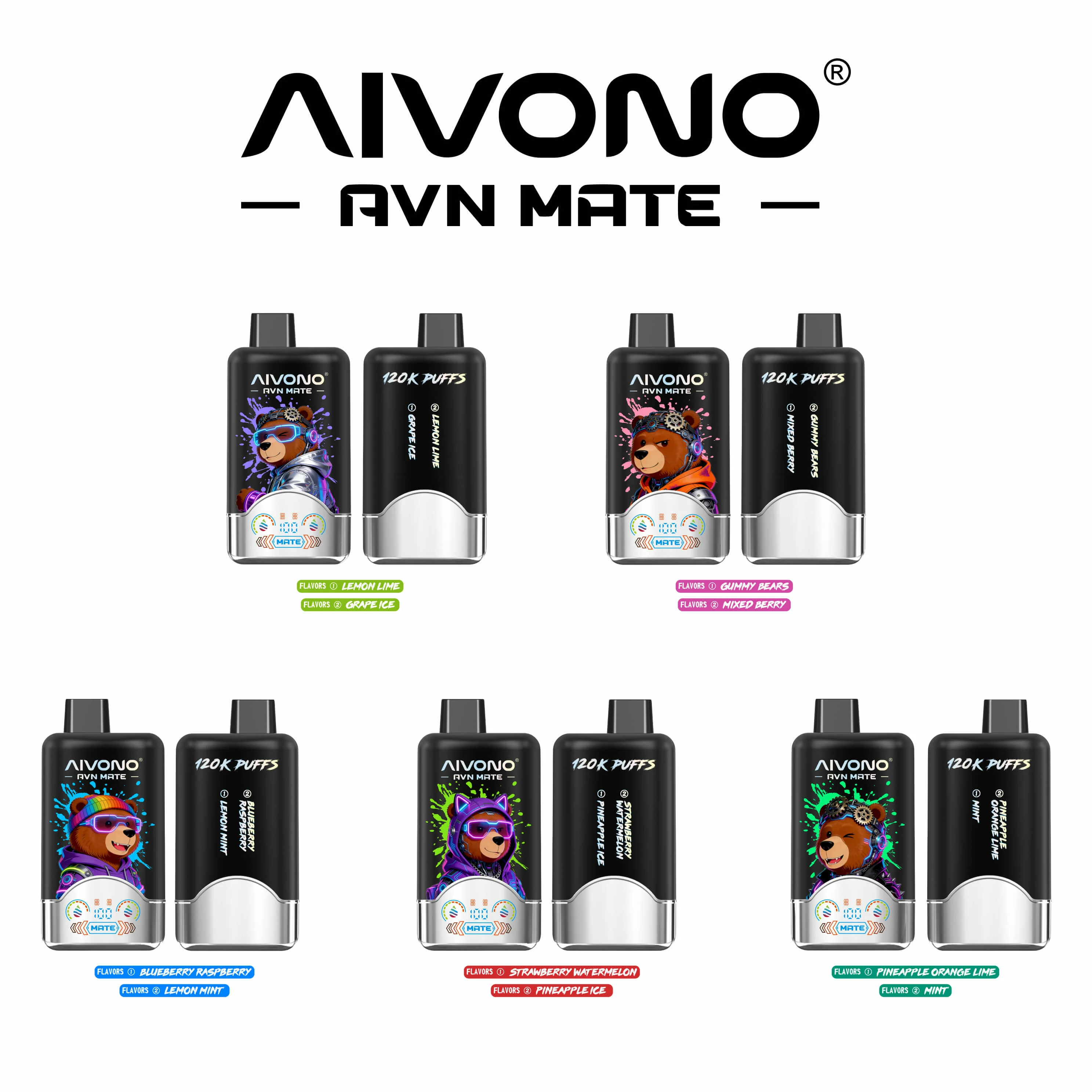 AIVONO AVN MATE 120000 120K Bouffées Smart Screen Vape Jetable - image 11