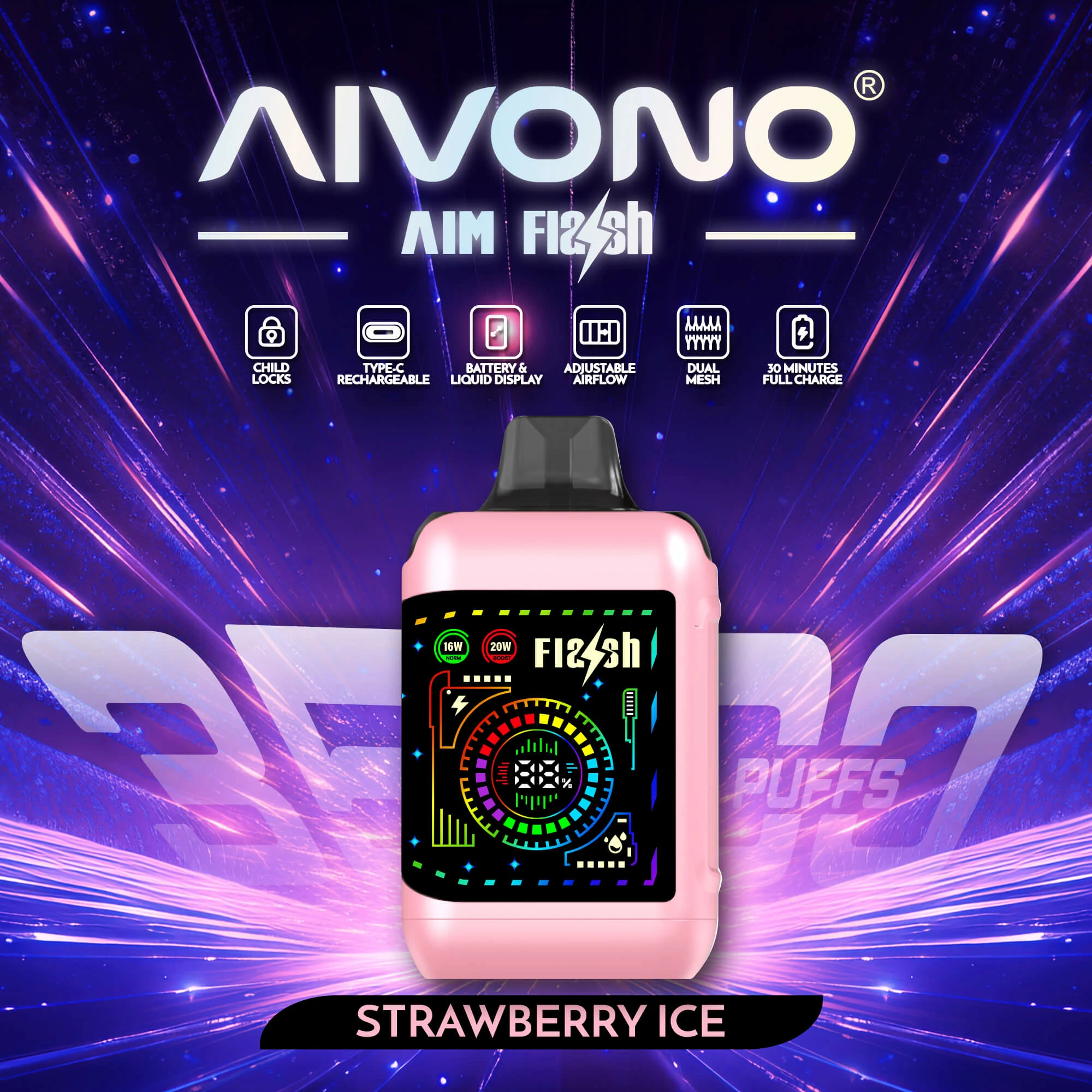 AIVONO FLASH 35000 35K Bouffées Double Mesh Vape jetable