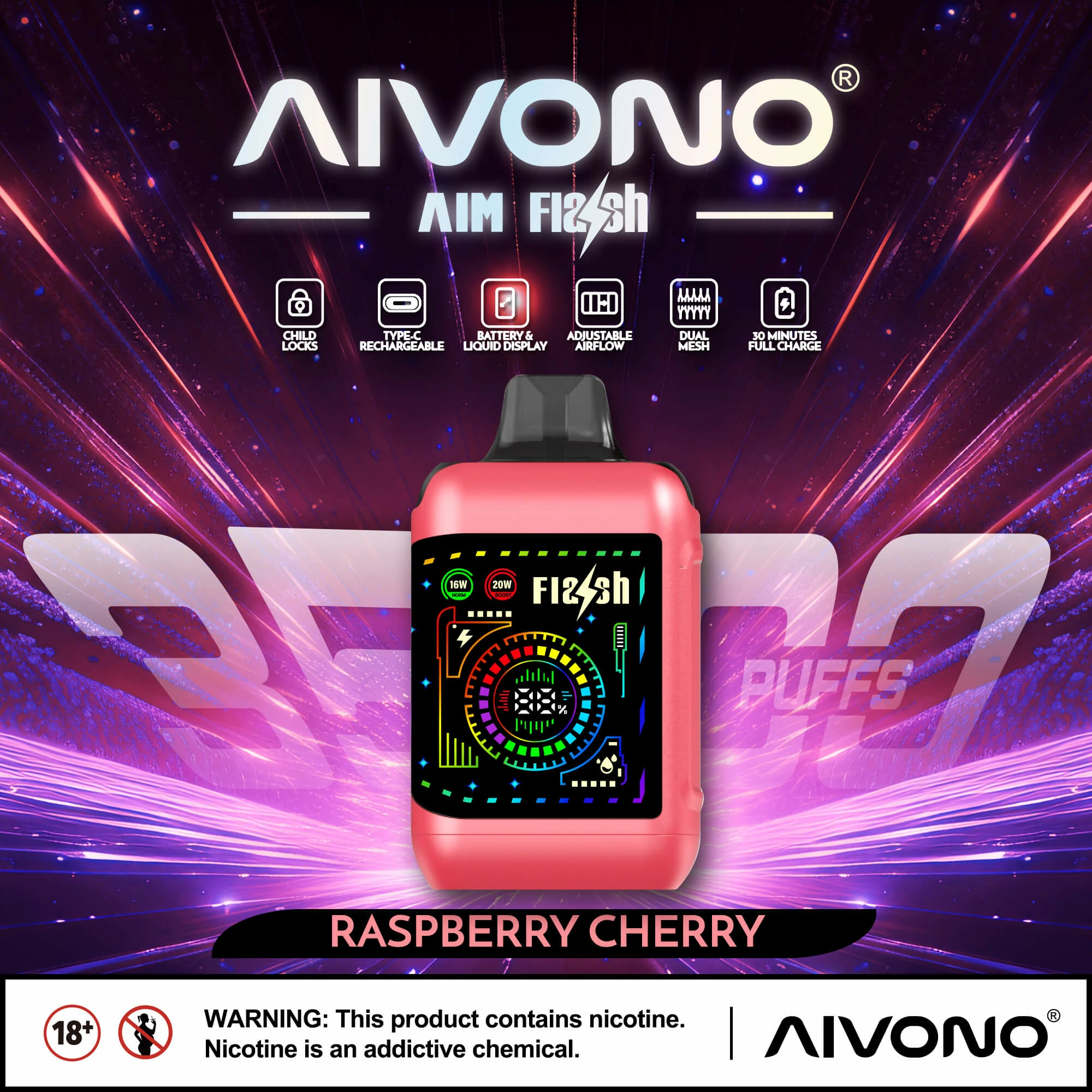 AIVONO FLASH 35000 35K Bouffées Double Mesh Vape jetable - image 3