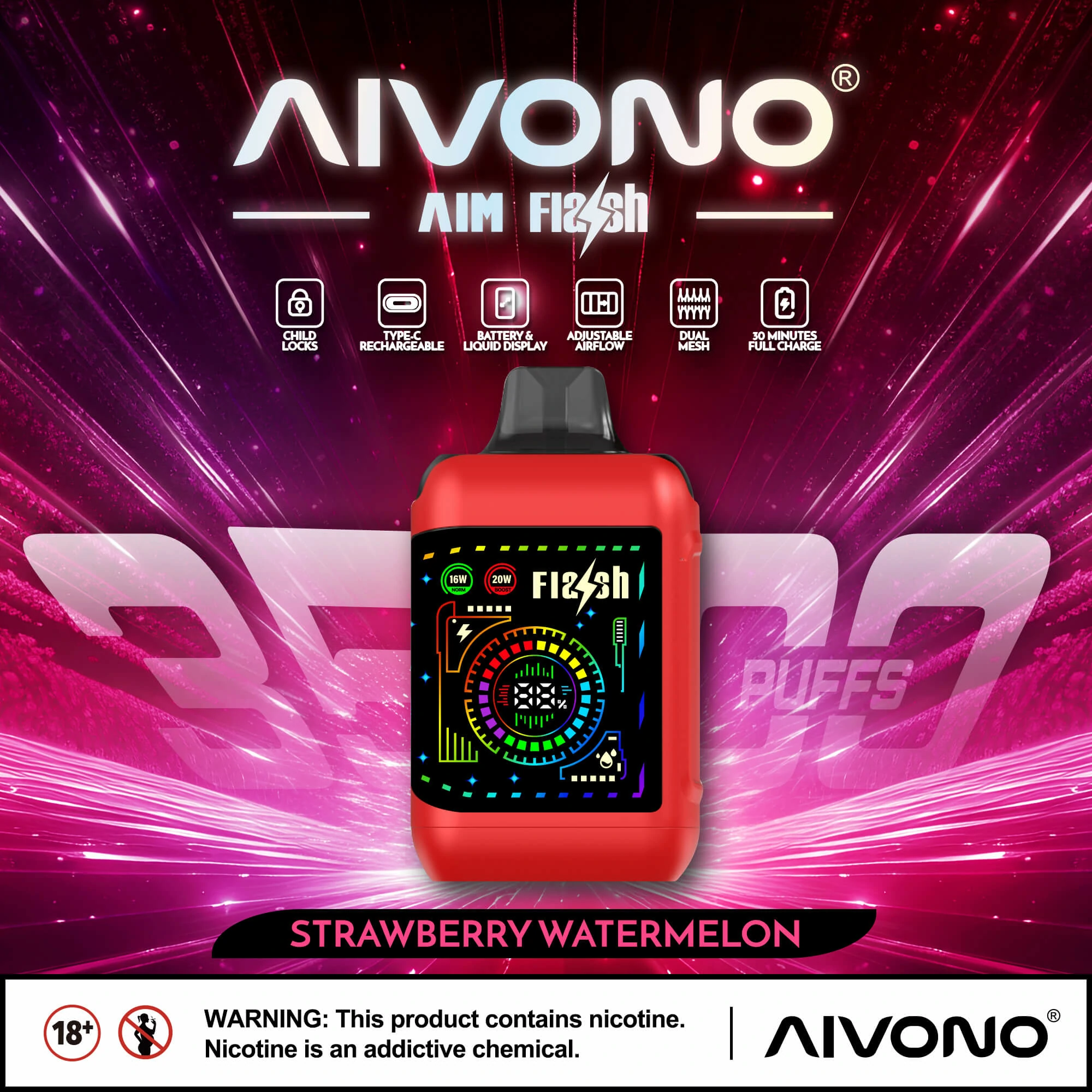 AIVONO FLASH 35000 35K Bouffées Double Mesh Vape jetable - image 2