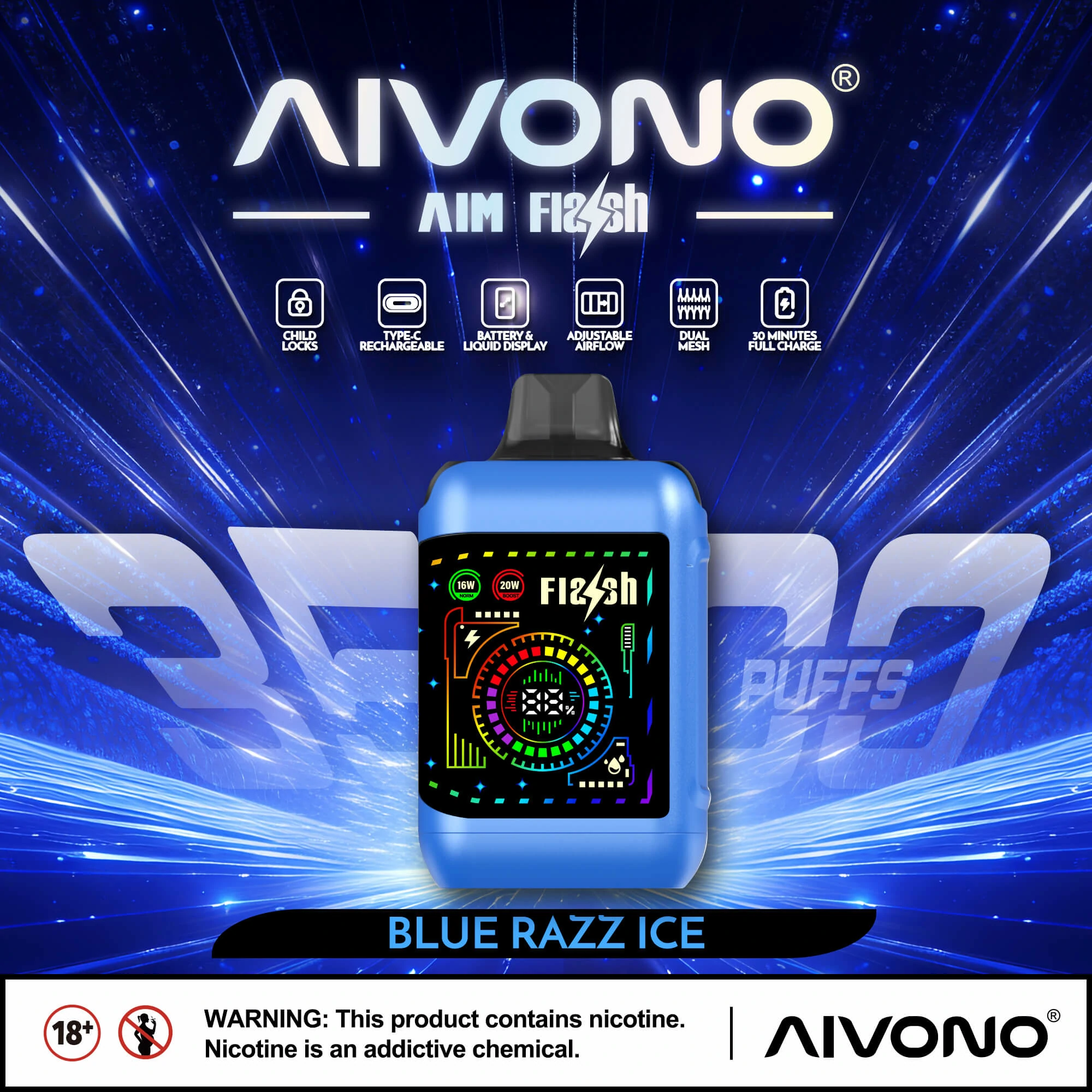 AIVONO FLASH 35000 35K Bouffées Double Mesh Vape jetable - image 7