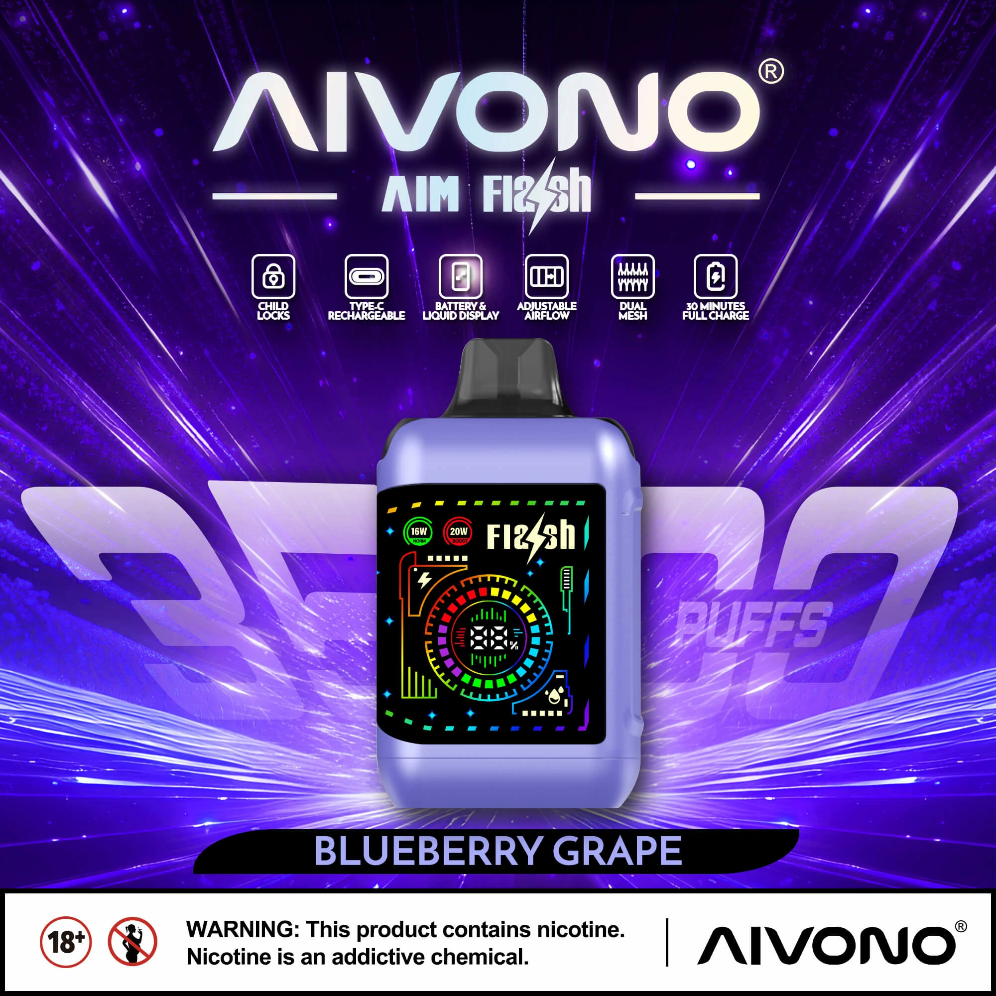 AIVONO FLASH 35000 35K Bouffées Double Mesh Vape jetable - image 5