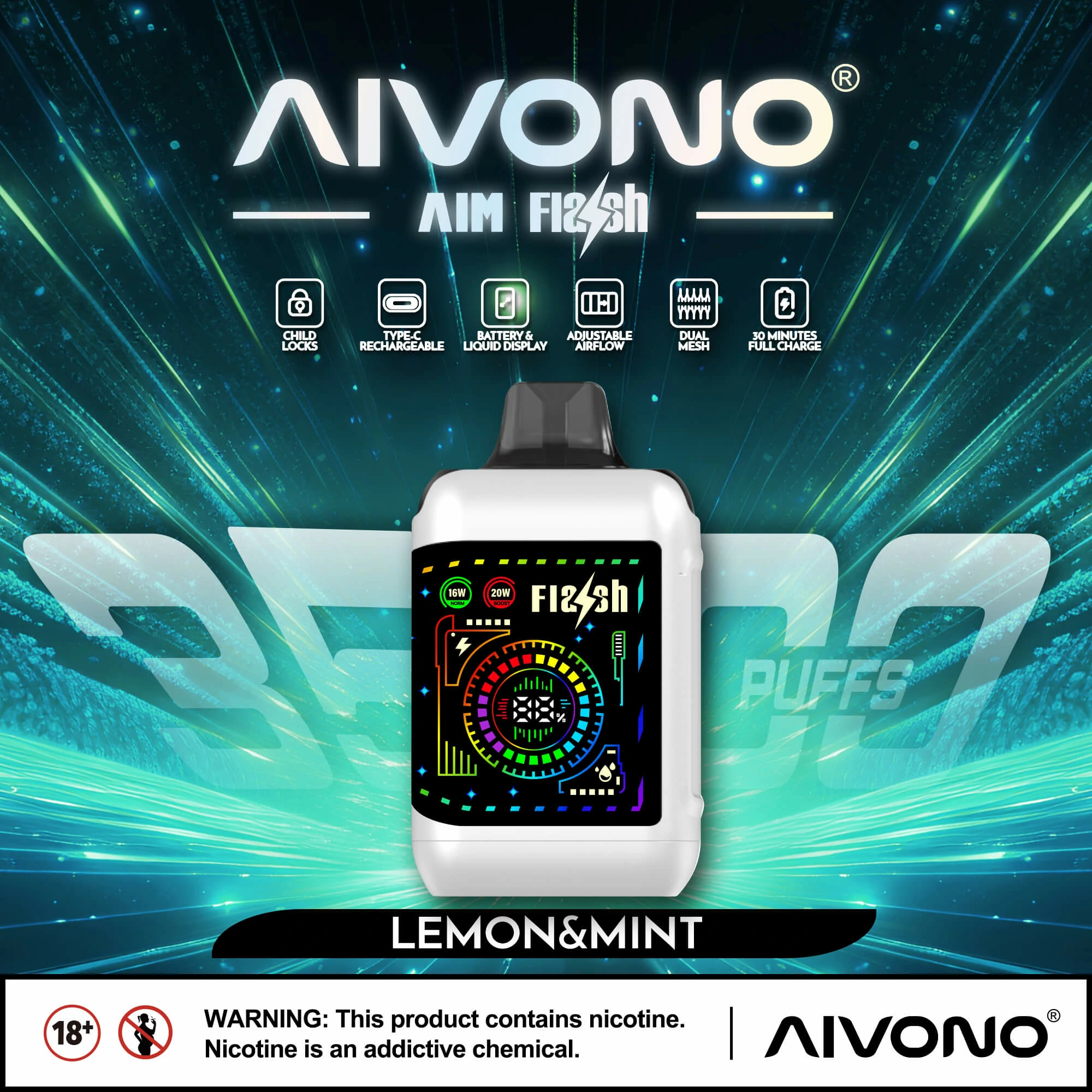 AIVONO FLASH 35000 35K Bouffées Double Mesh Vape jetable - image 4