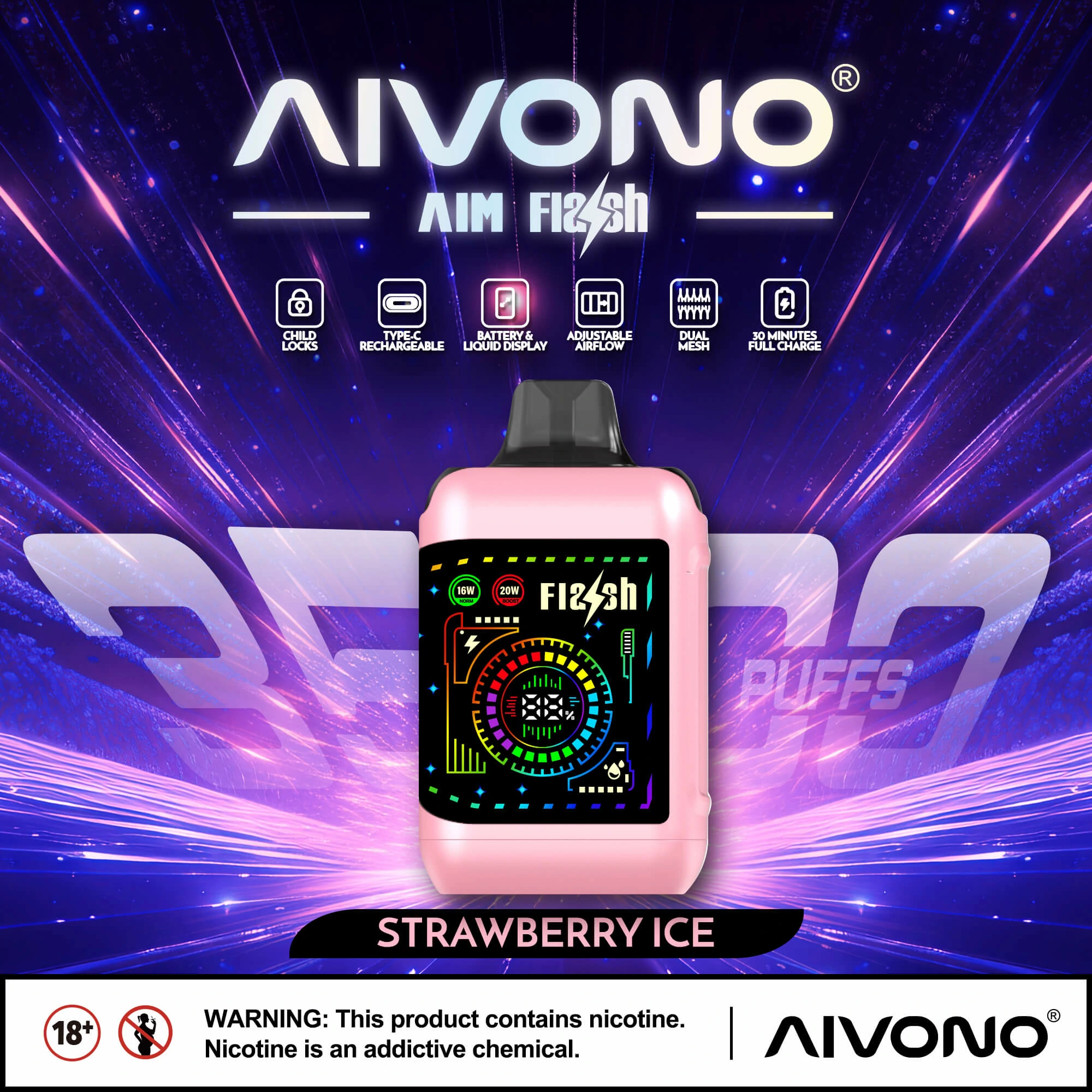 AIVONO FLASH 35000 35K Bouffées Double Mesh Vape jetable - image 9