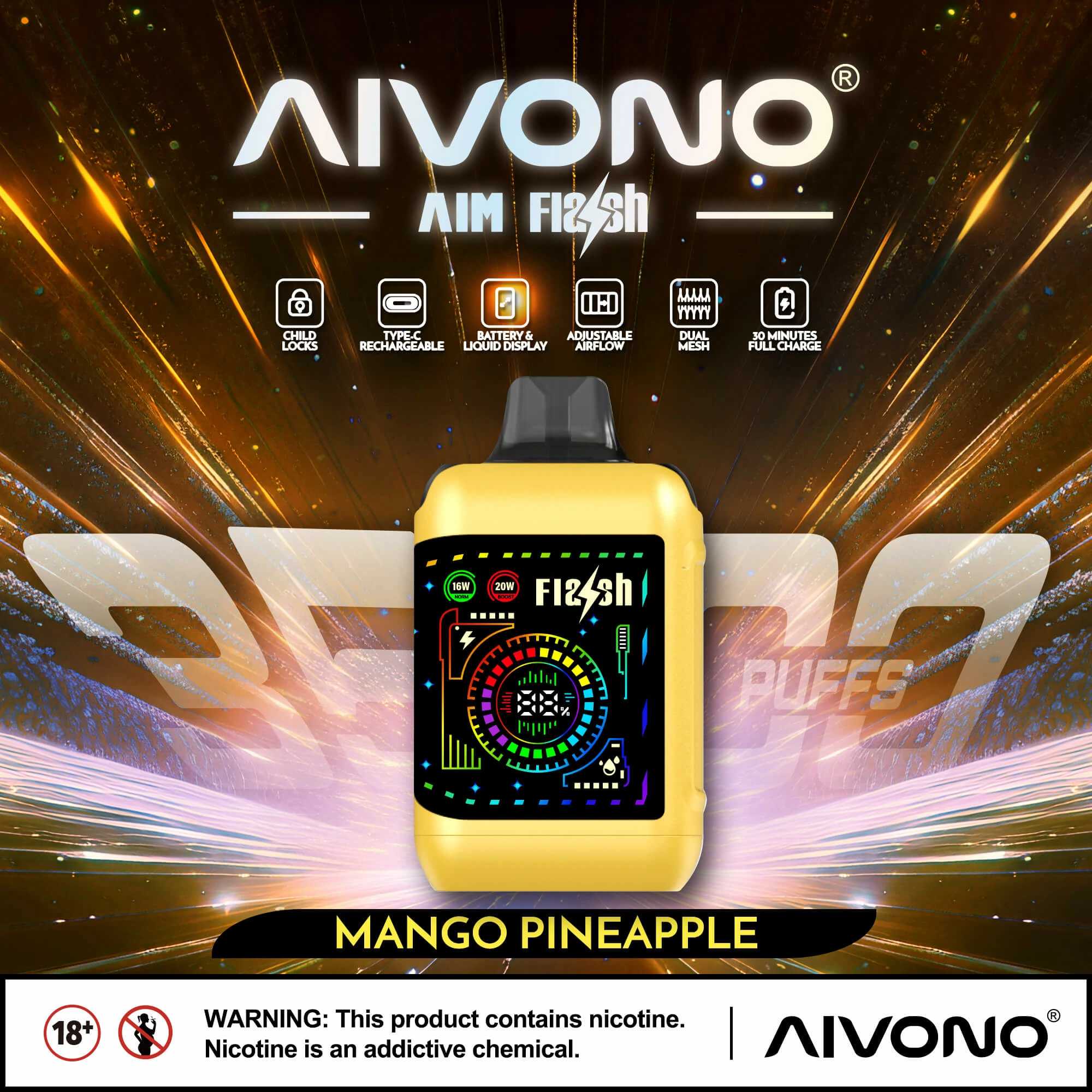 AIVONO FLASH 35000 35K Bouffées Double Mesh Vape jetable - image 6