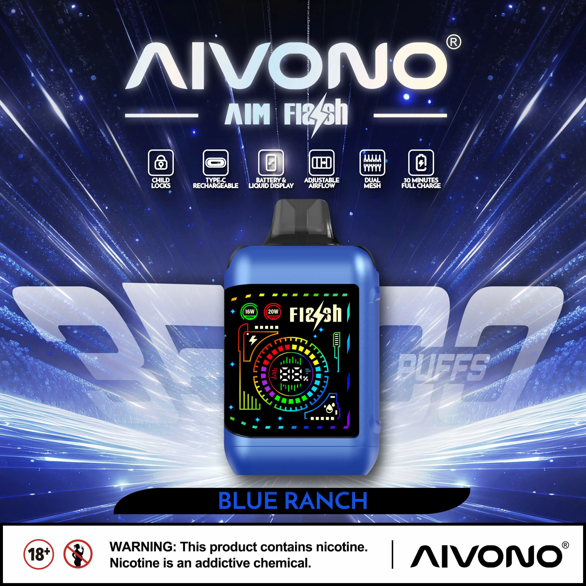 AIVONO FLASH 35000 35K Bouffées Double Mesh Vape jetable - image 8