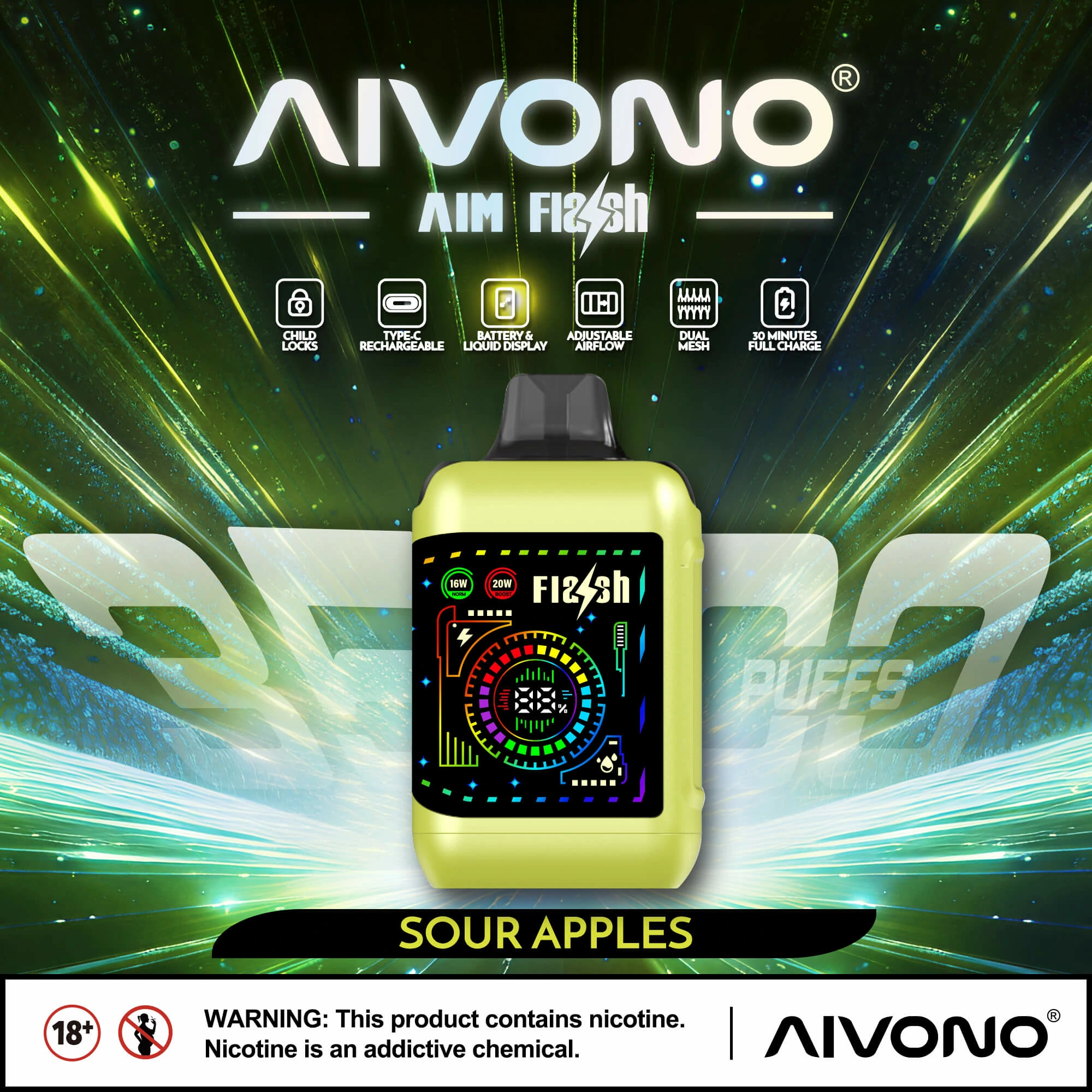 AIVONO FLASH 35000 35K Bouffées Double Mesh Vape jetable - image 14