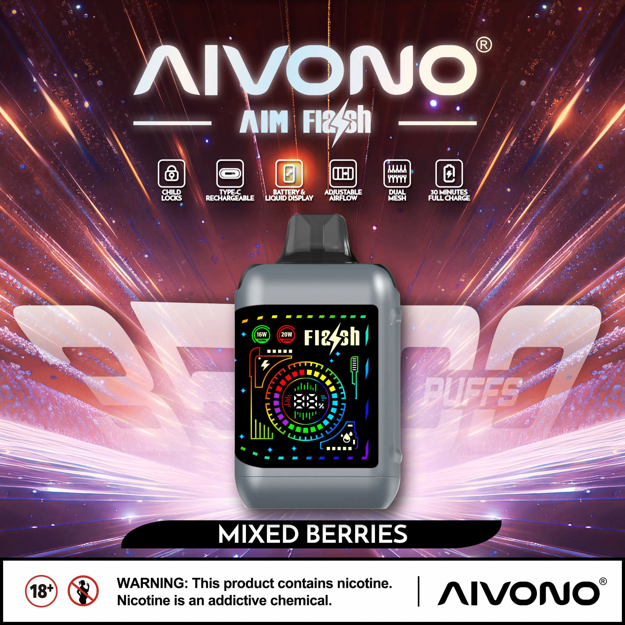 AIVONO FLASH 35000 35K Bouffées Double Mesh Vape jetable - image 16