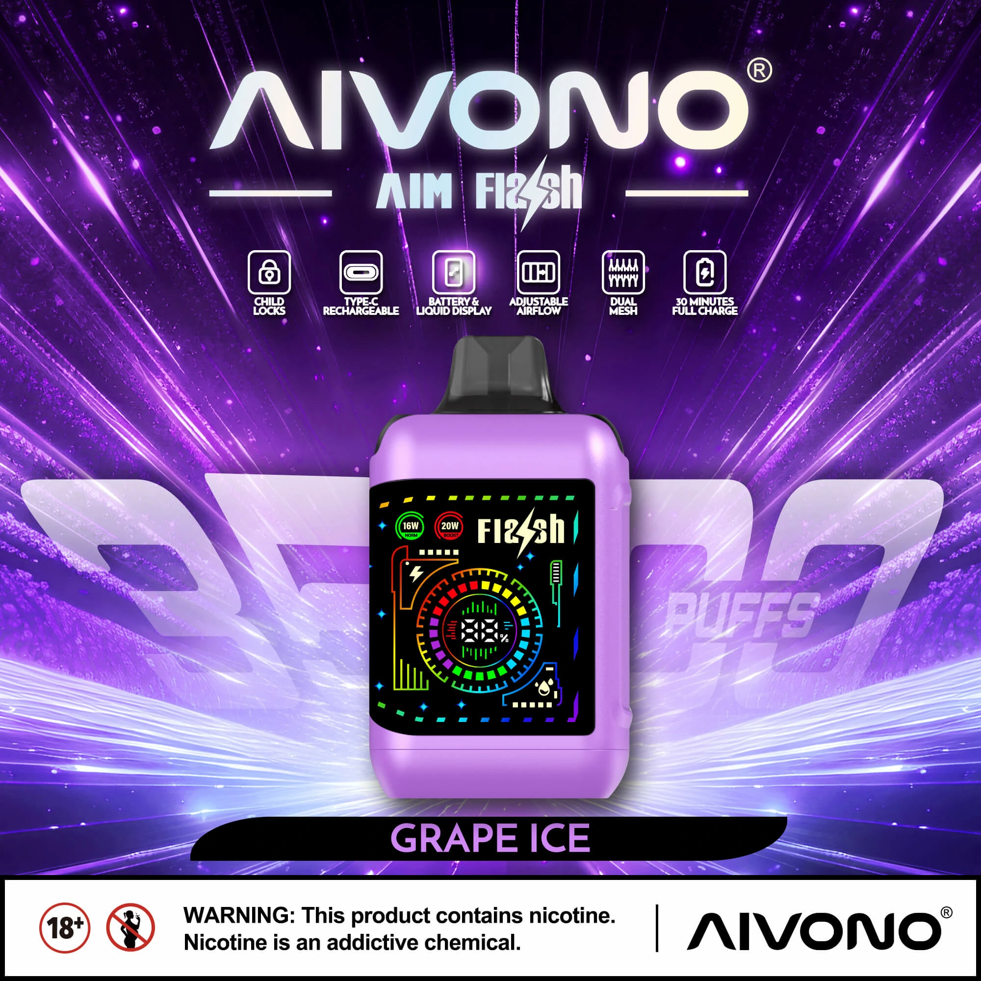 AIVONO FLASH 35000 35K Bouffées Double Mesh Vape jetable - image 15
