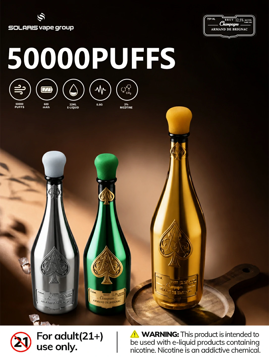 Azul Solaris Champagne 50000 50K Bouffées Vape jetable - image 2
