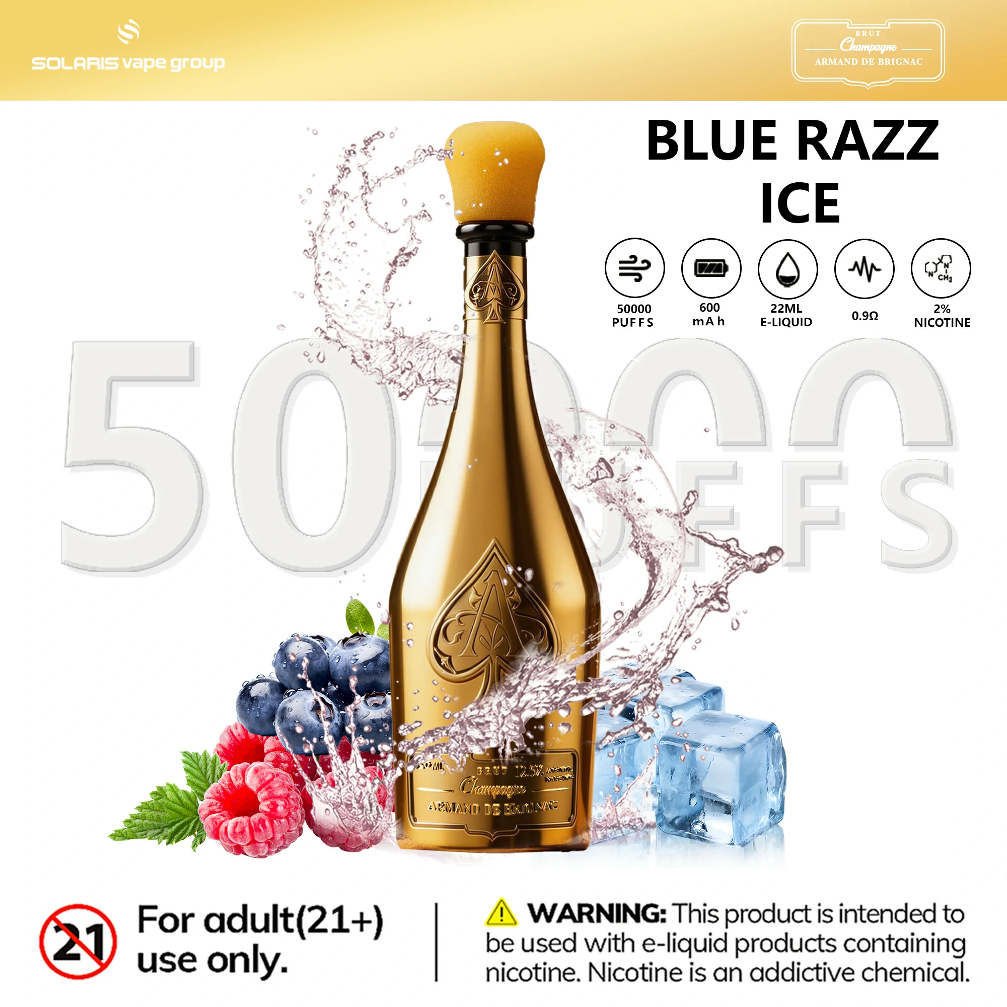 Azul Solaris Champagne 50000 50K Bouffées Vape jetable - image 3