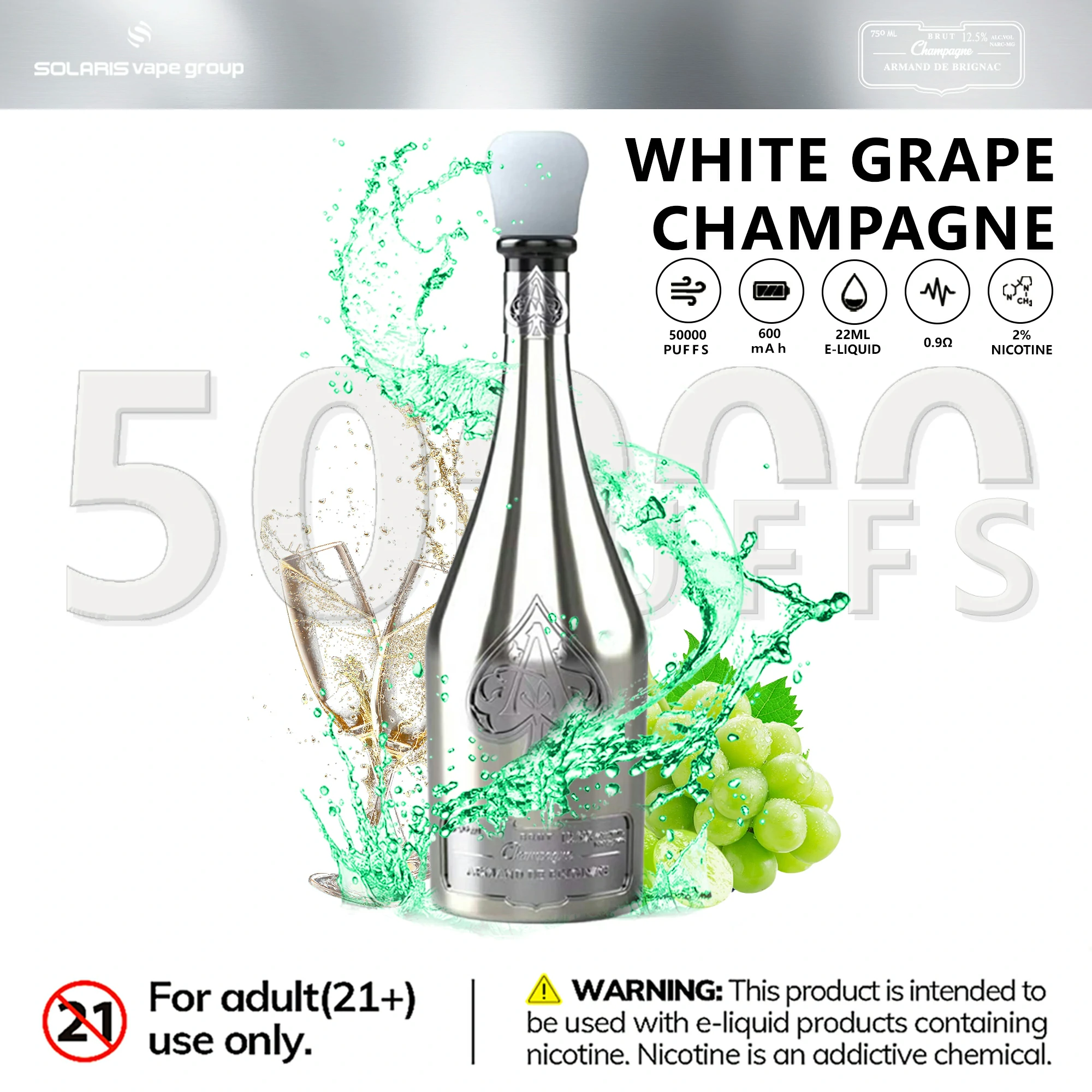 Azul Solaris Champagne 50000 50K Bouffées Vape jetable - image 5