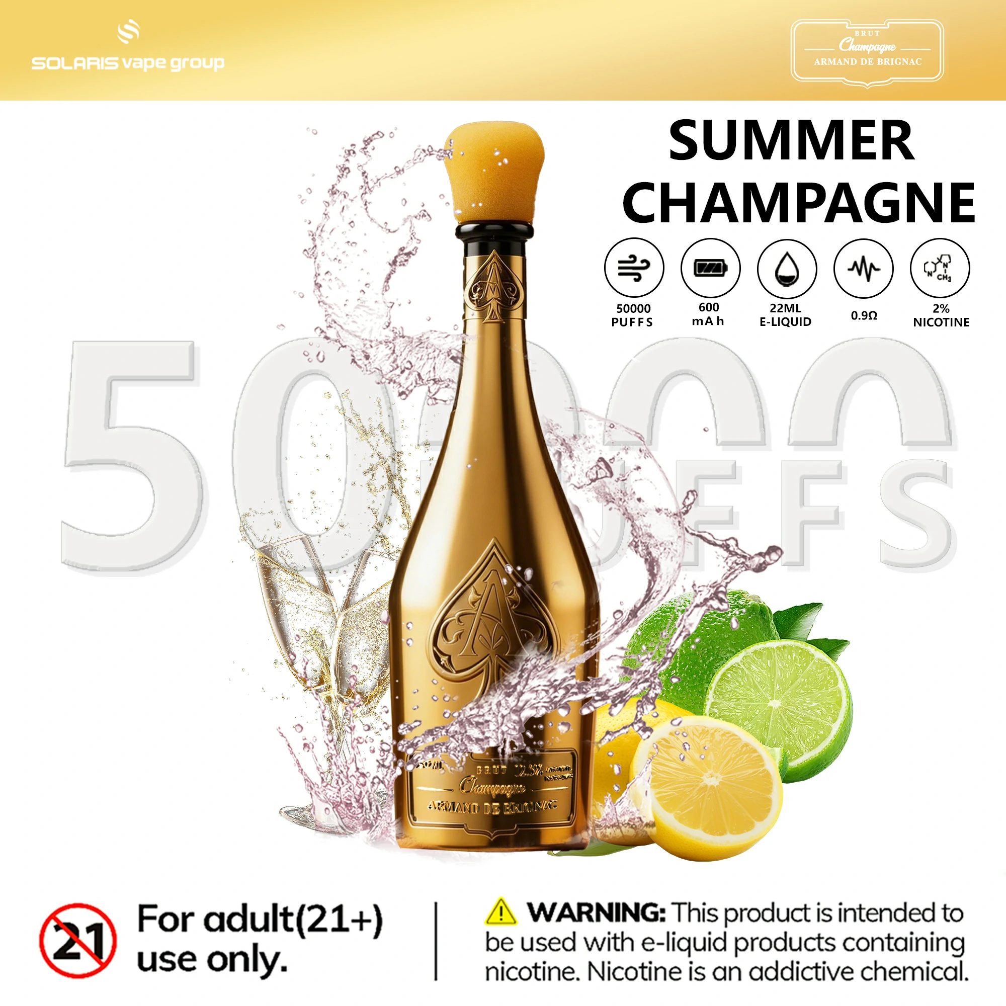 Azul Solaris Champagne 50000 50K Bouffées Vape jetable - image 12