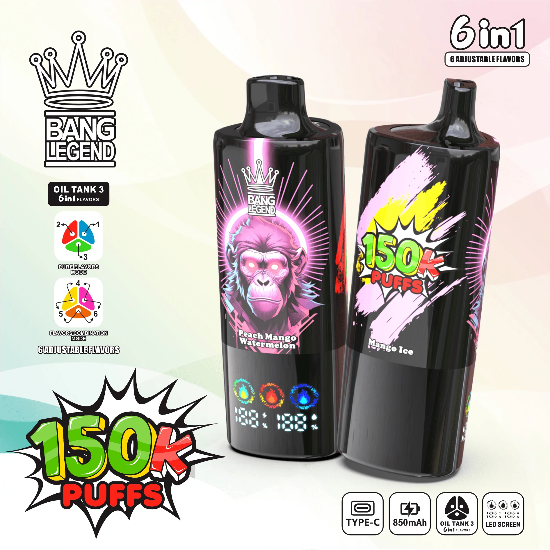 Bang Legend 150000 150K Bouffées Triple Mesh Coil Vape jetable - image 3