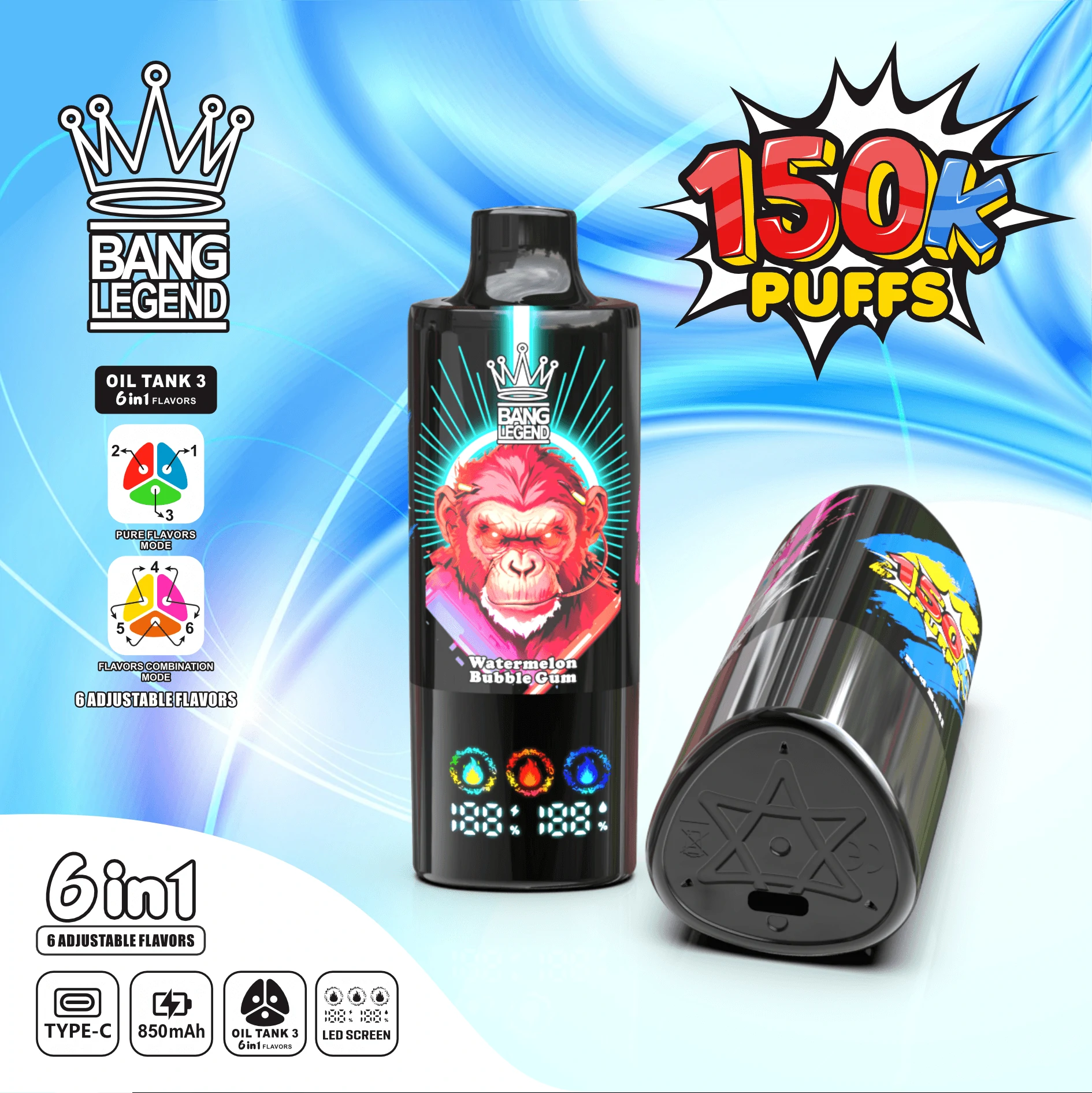 Bang Legend 150000 150K Bouffées Triple Mesh Coil Vape jetable - image 5